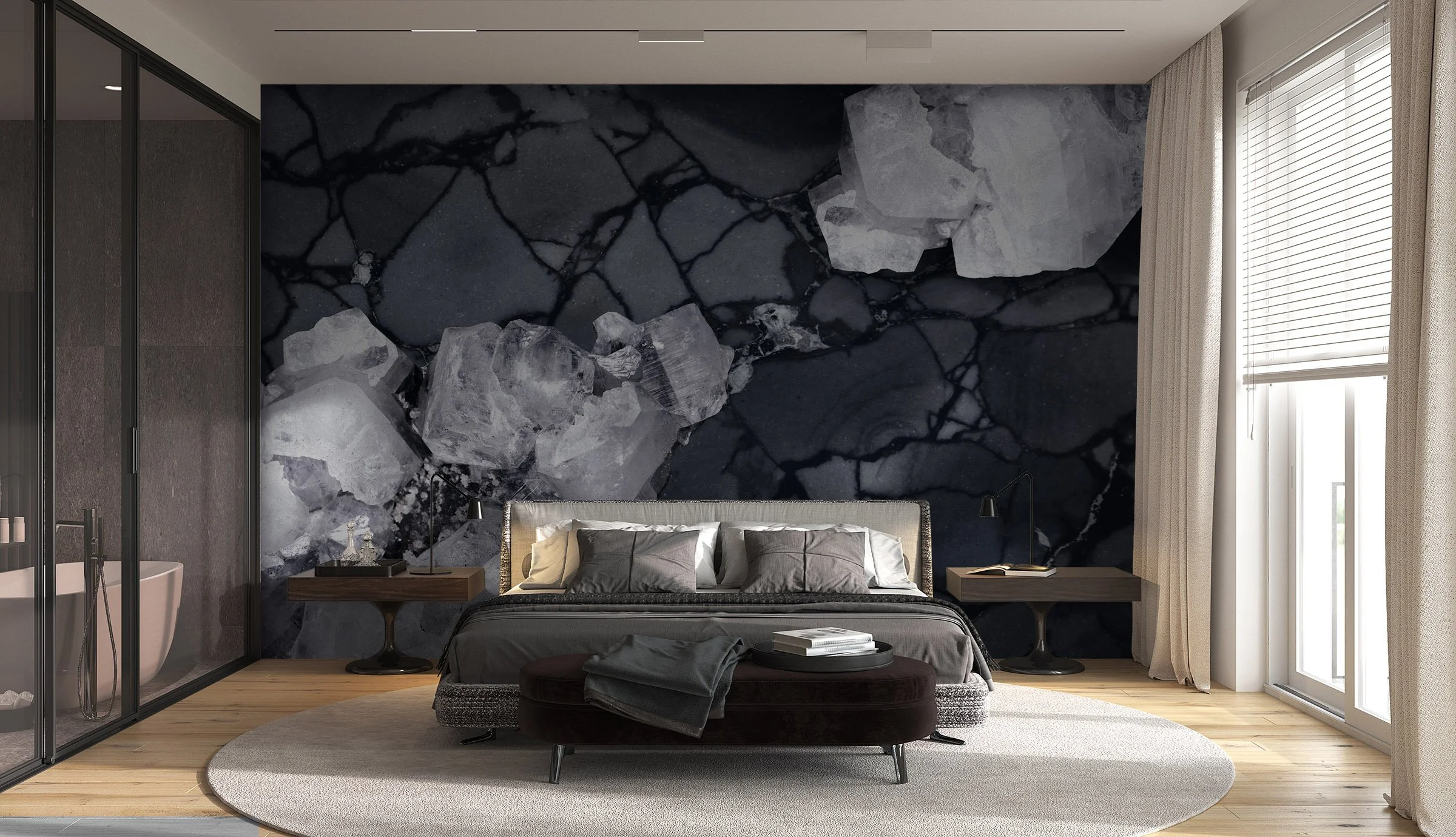 Apophyllite + Jasper in Noir  | Made to Measure Mural