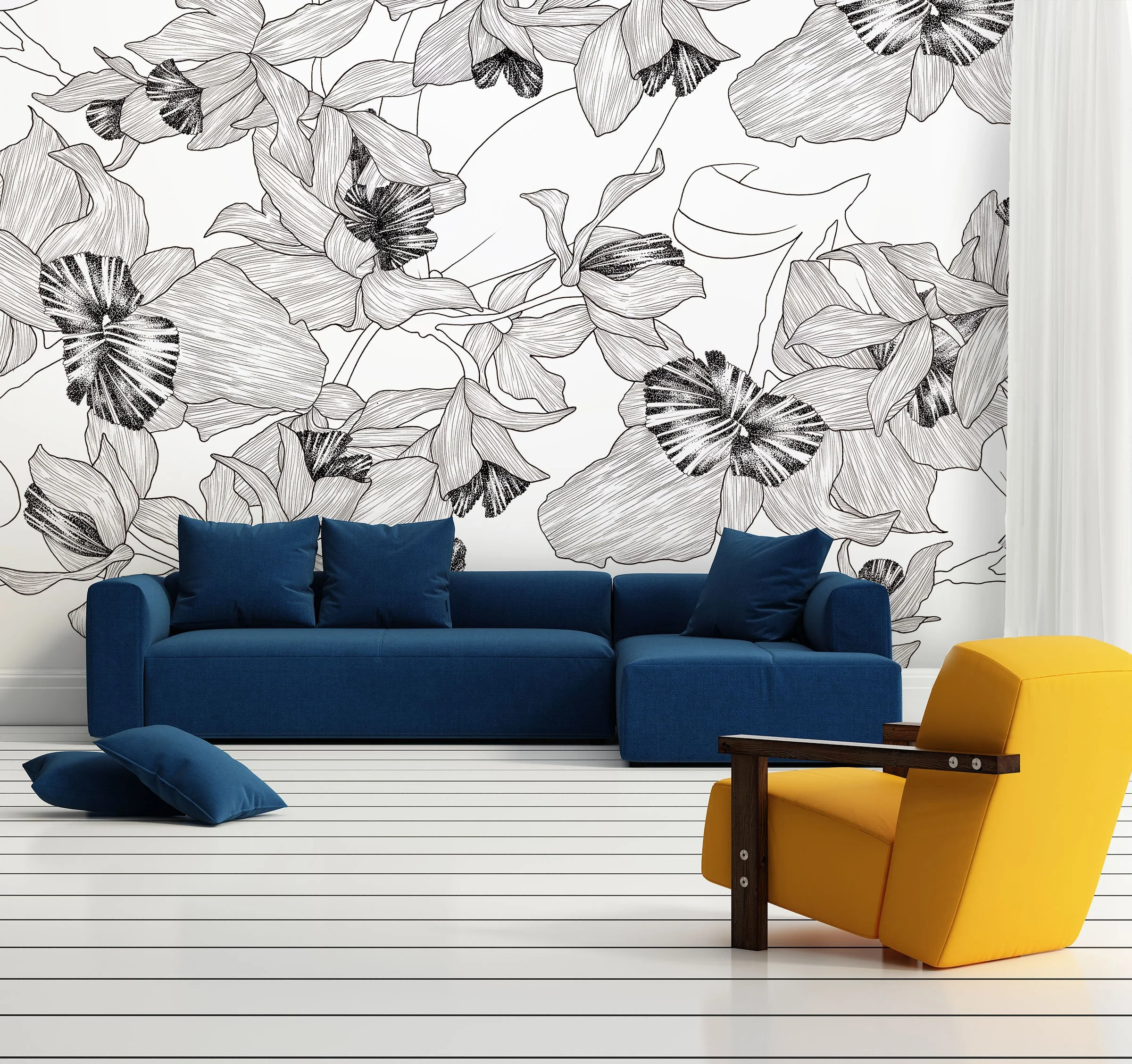 Florets in Black & White  |  Made to Measure Mural