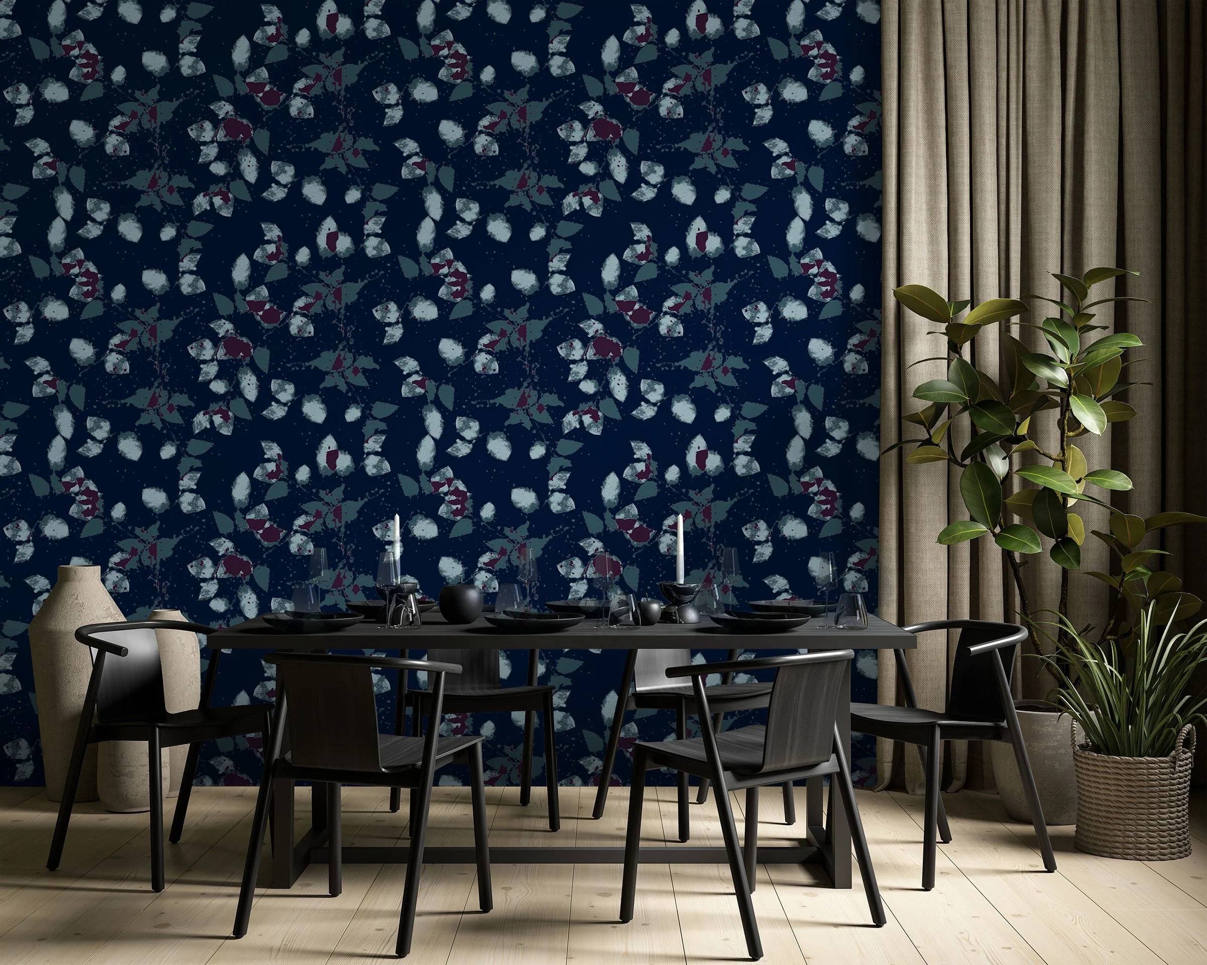 Confetti Roses in Outremer  |  Quick Ship Wallpaper