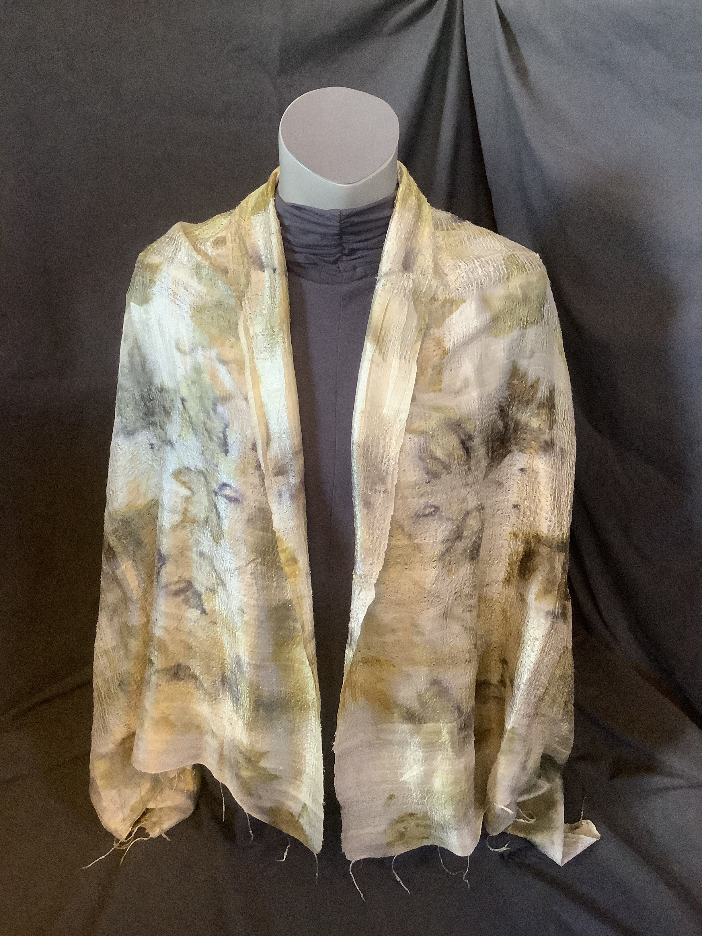 Oak Leaf, Silk Shawl # 1 - 26” x 76", $95.00
Light weight woven silk.