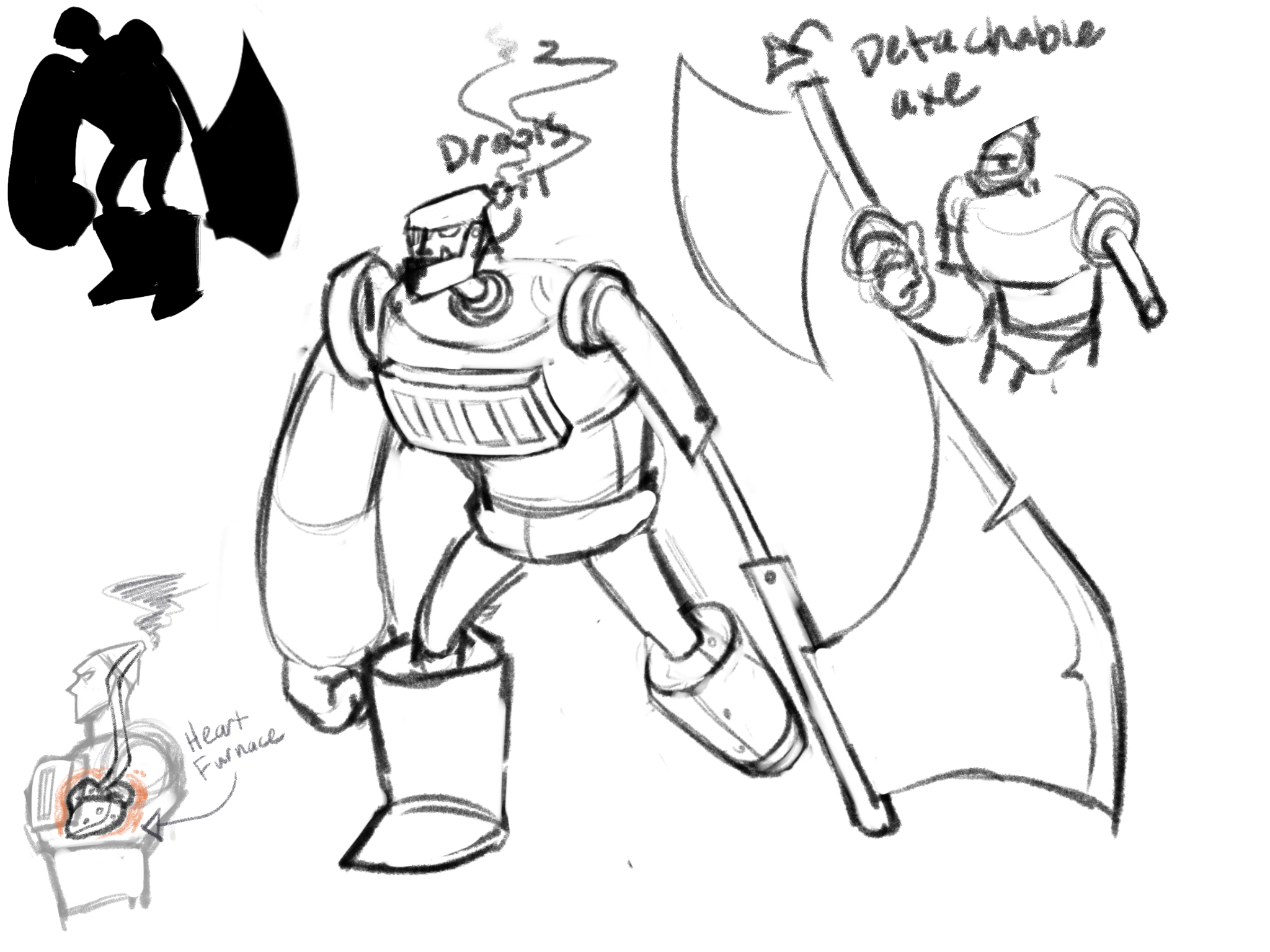 The first initial sketch of the Tin Man based off the silhouette.