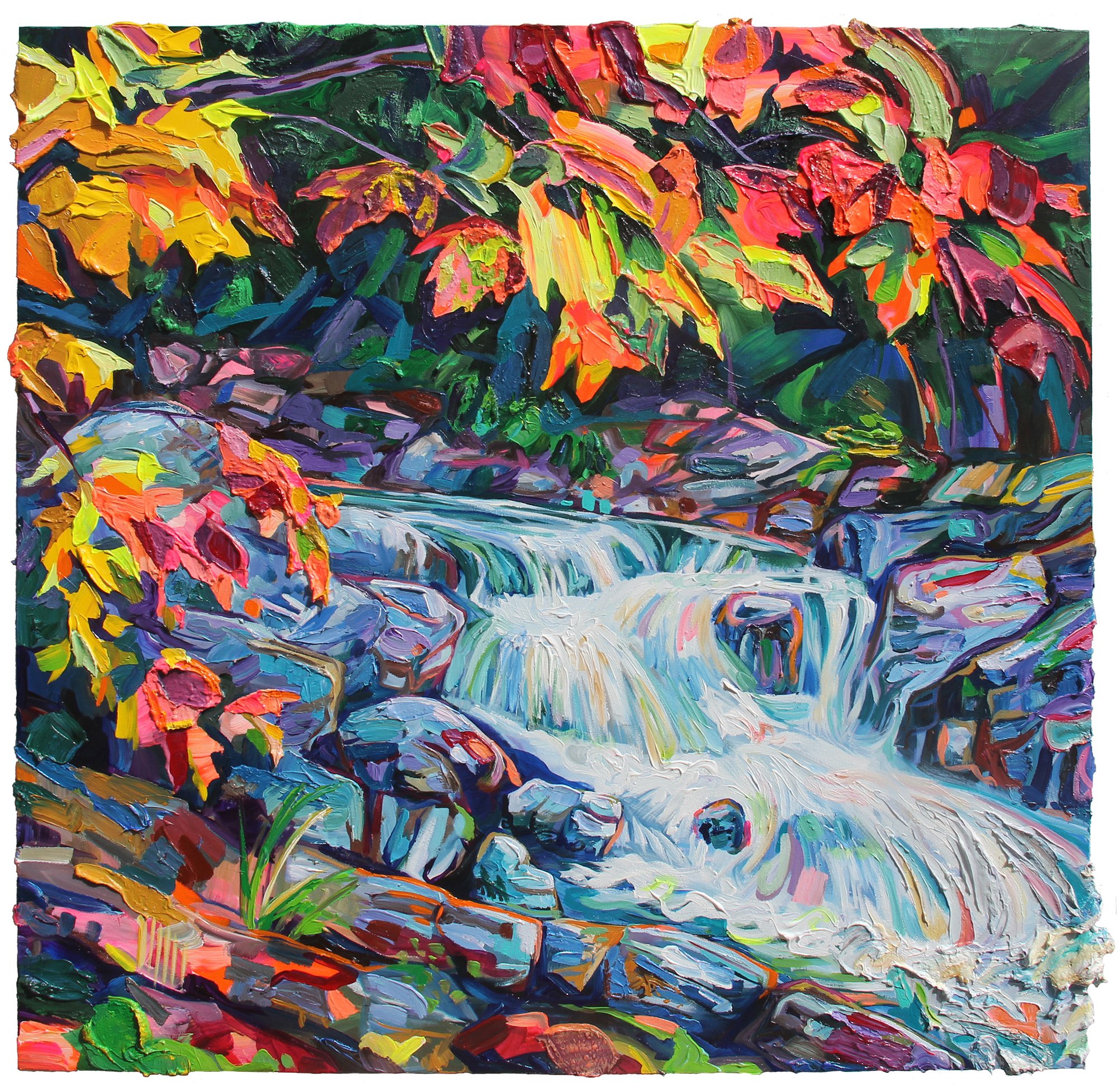 Oxtongue Rapids, 36 x 36", acrylic on panel, 2021