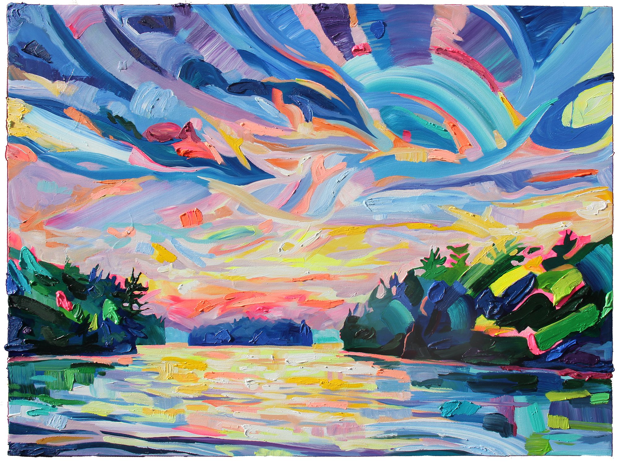 Lake Joe Northwest Exposure, 36 x 48", acrylic on panel, 2021