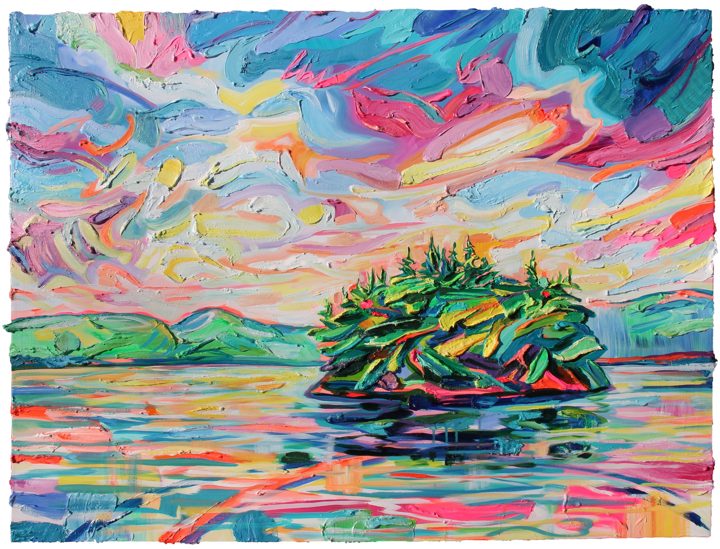 Lac St. Joseph, 36 x 48”, acrylic on panel, 2022.