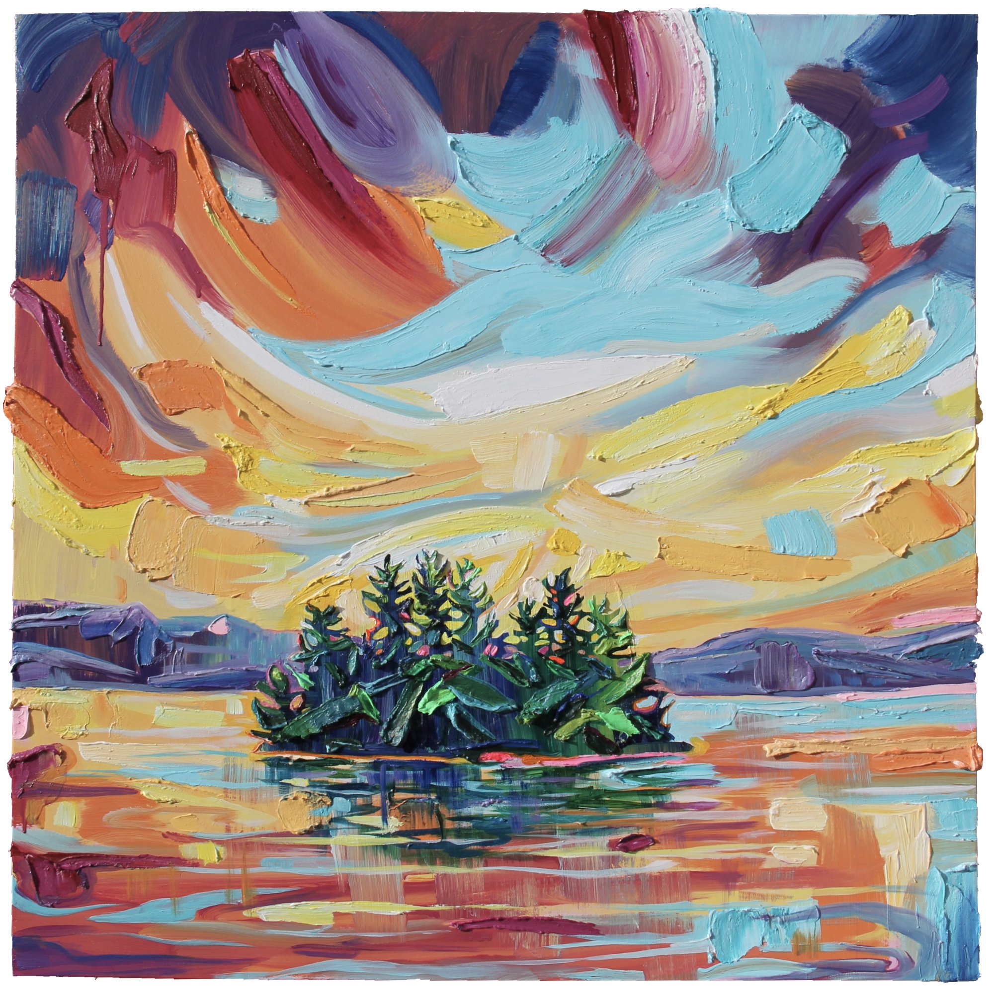 Temagami Backcountry, 36 x 36”, oil and acrylic on panel, 2022.