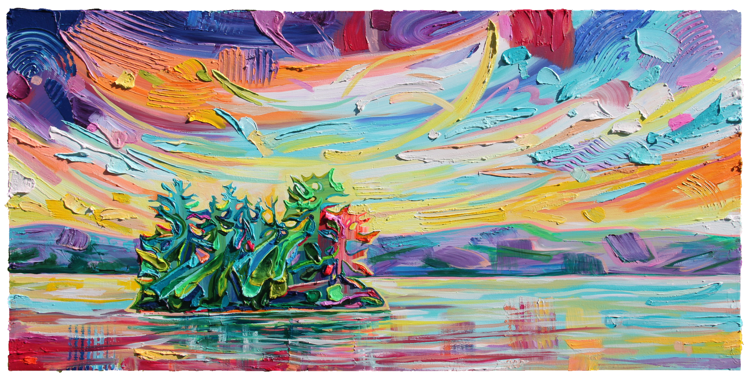 Temagami Paddle, 24 x 48”, acrylic on panel, 2023.