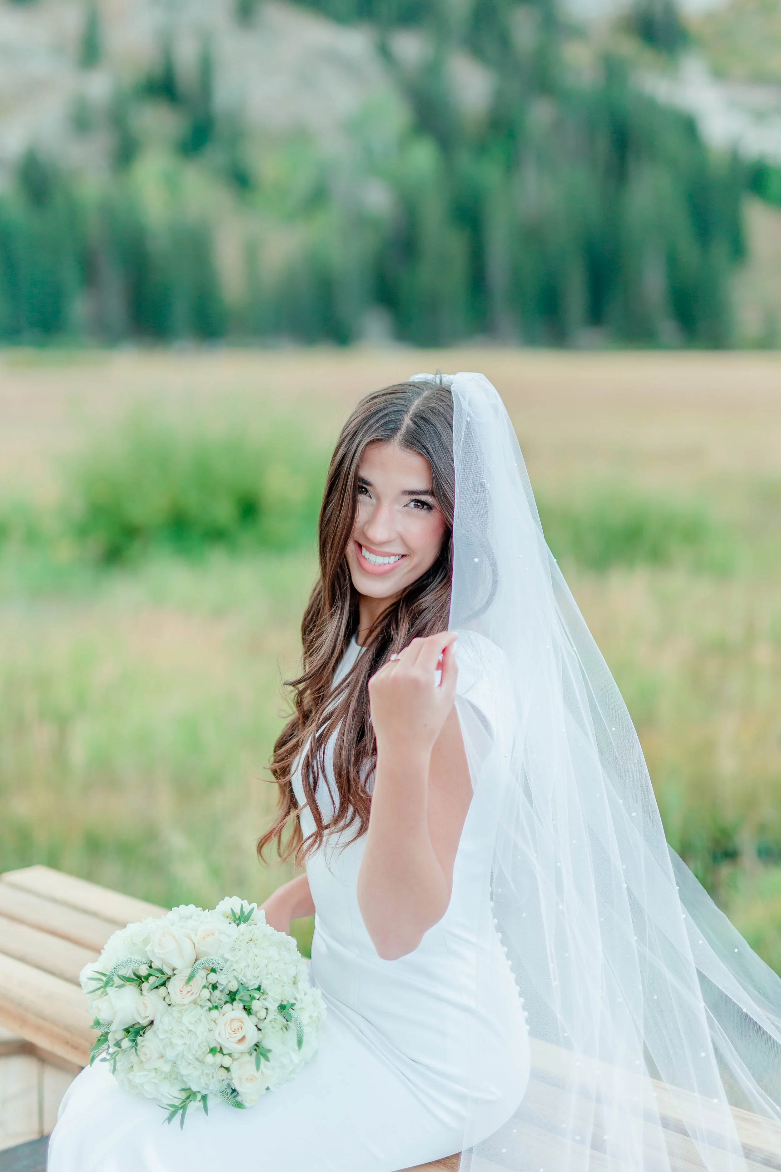 Bride portraits at Silver Lake, Big Cottonwood Canyon Utah