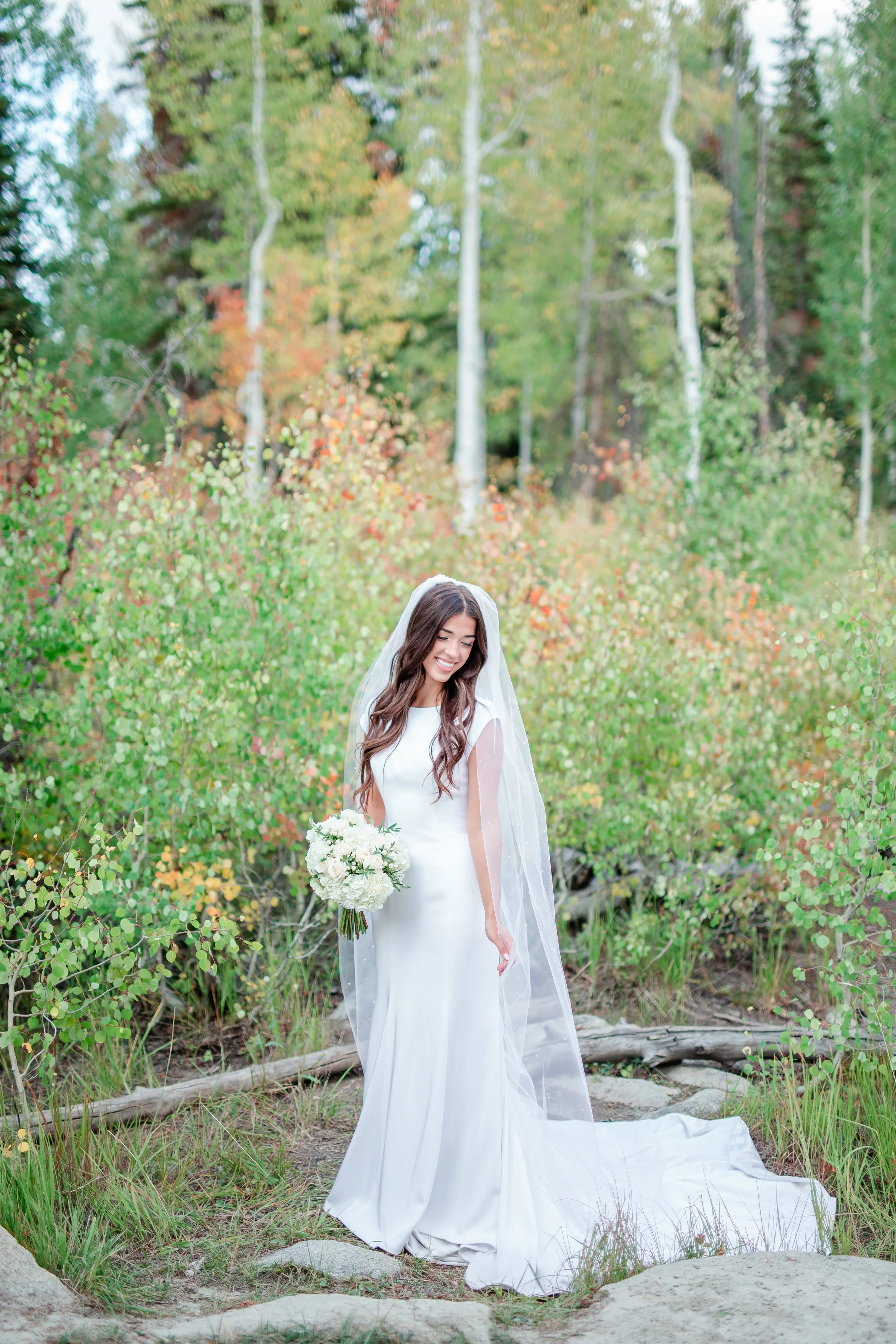Bride portraits at Silver Lake, Big Cottonwood Canyon Utah