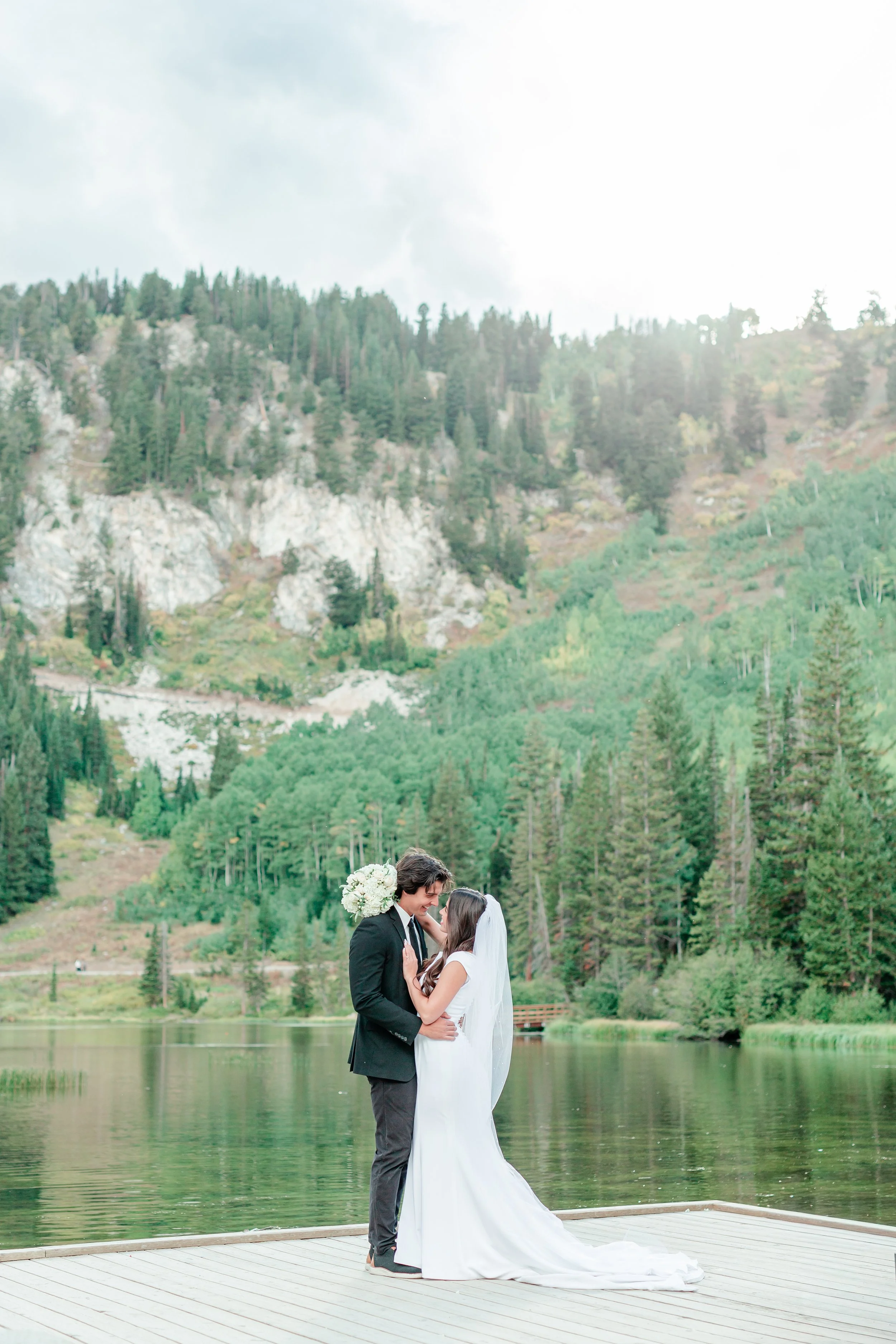 Bride portraits at Silver Lake, Big Cottonwood Canyon Utah