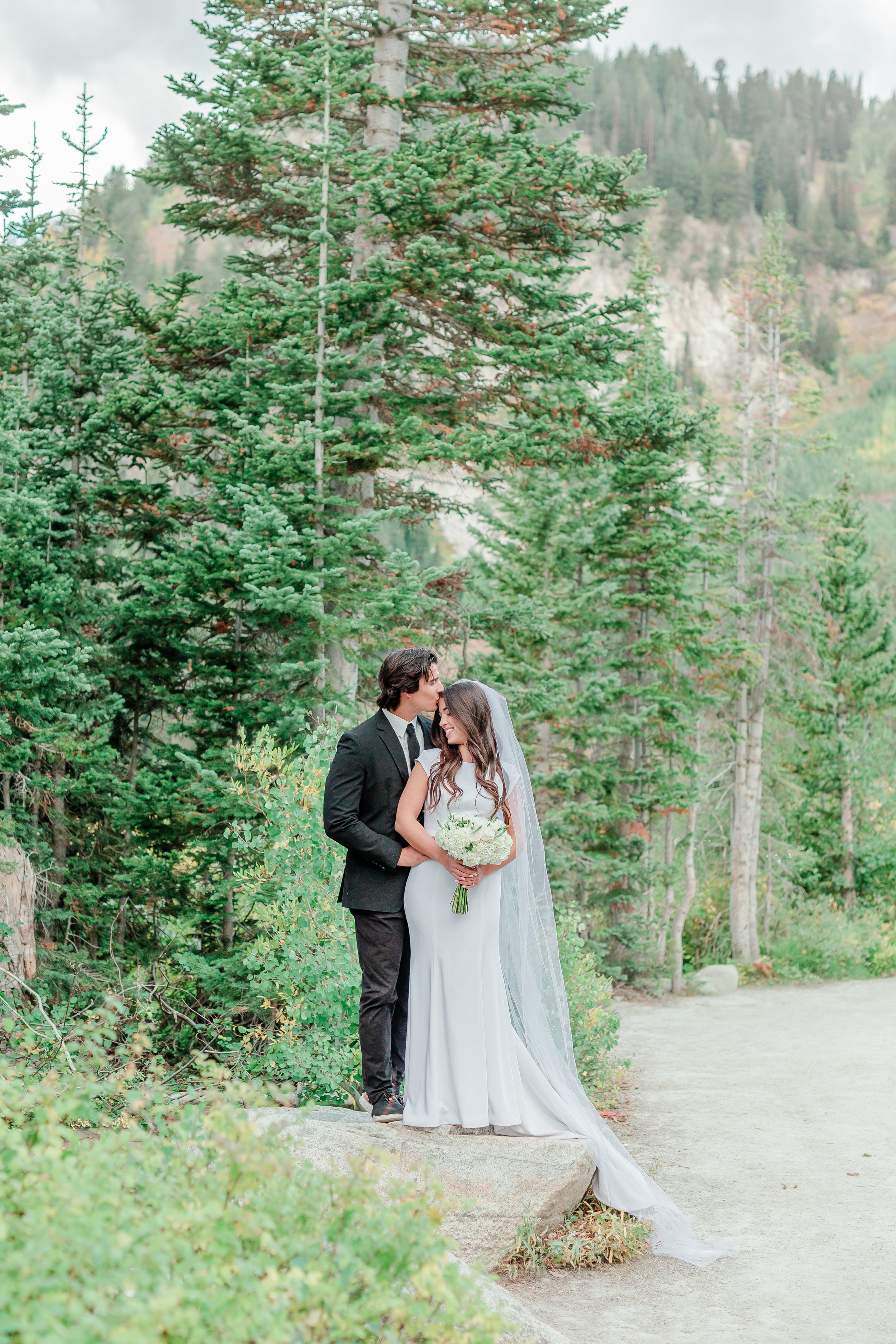 Bride portraits at Silver Lake, Big Cottonwood Canyon Utah