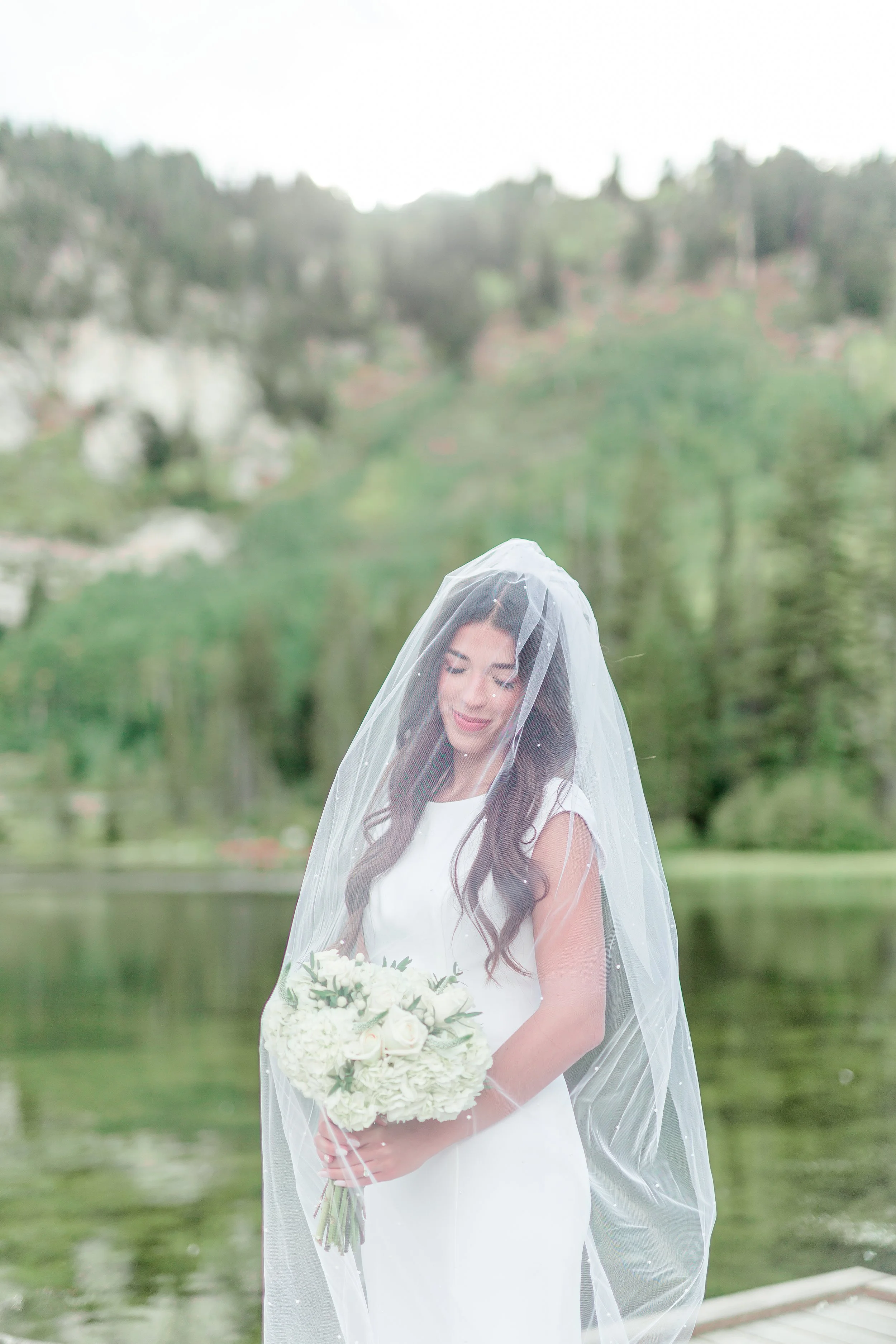 Bride portraits at Silver Lake, Big Cottonwood Canyon Utah