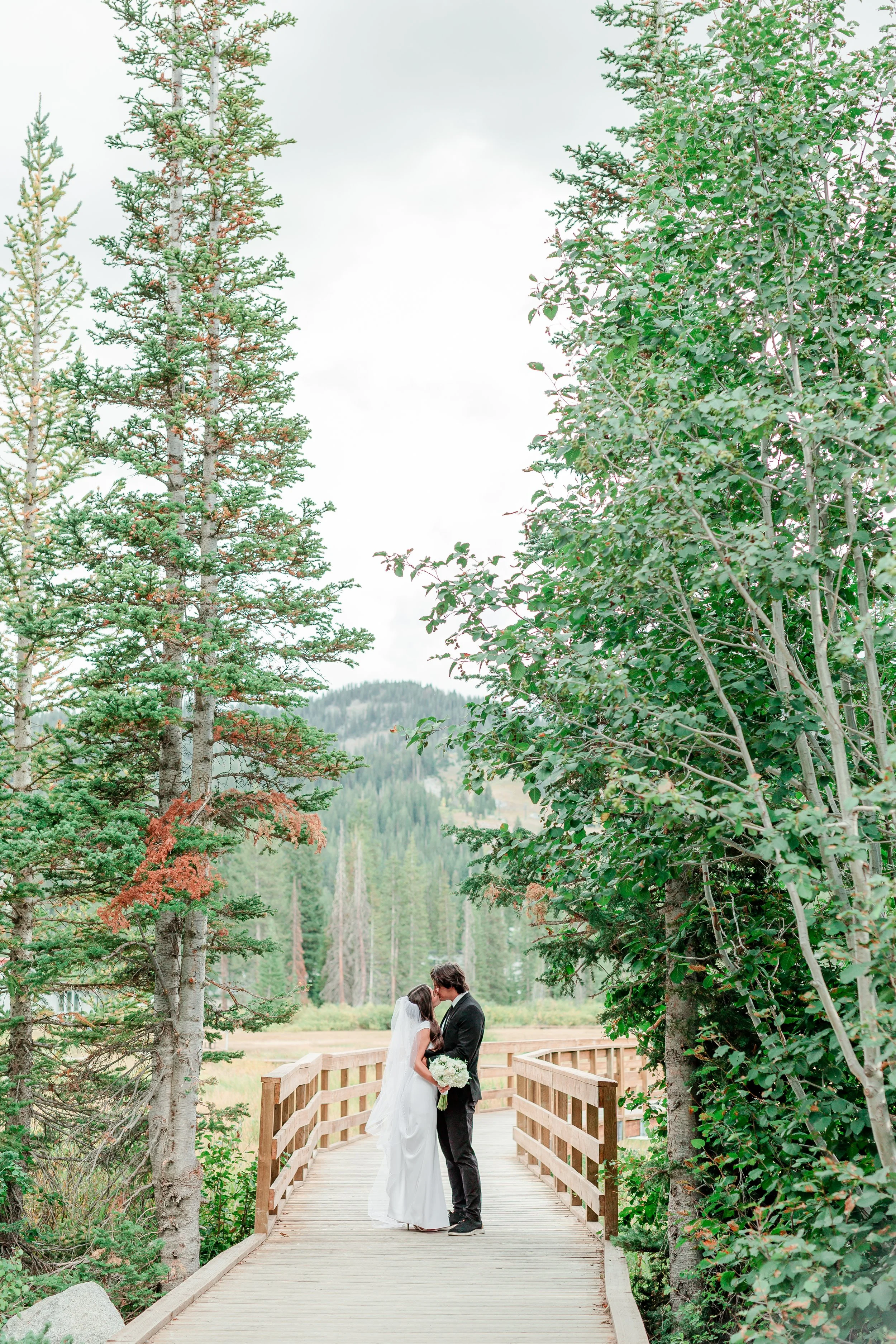 Bride portraits at Silver Lake, Big Cottonwood Canyon Utah