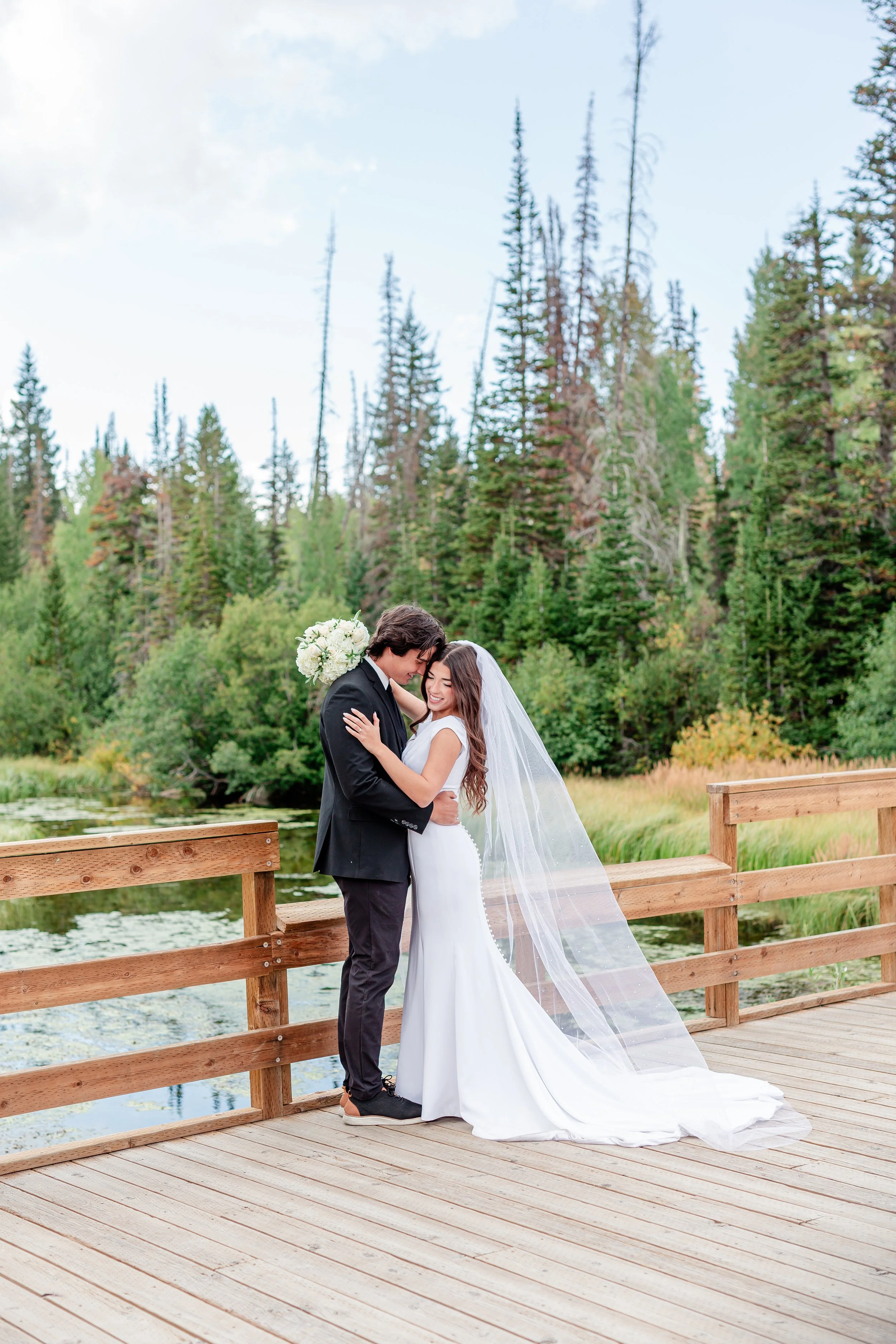 Bride portraits at Silver Lake, Big Cottonwood Canyon Utah
