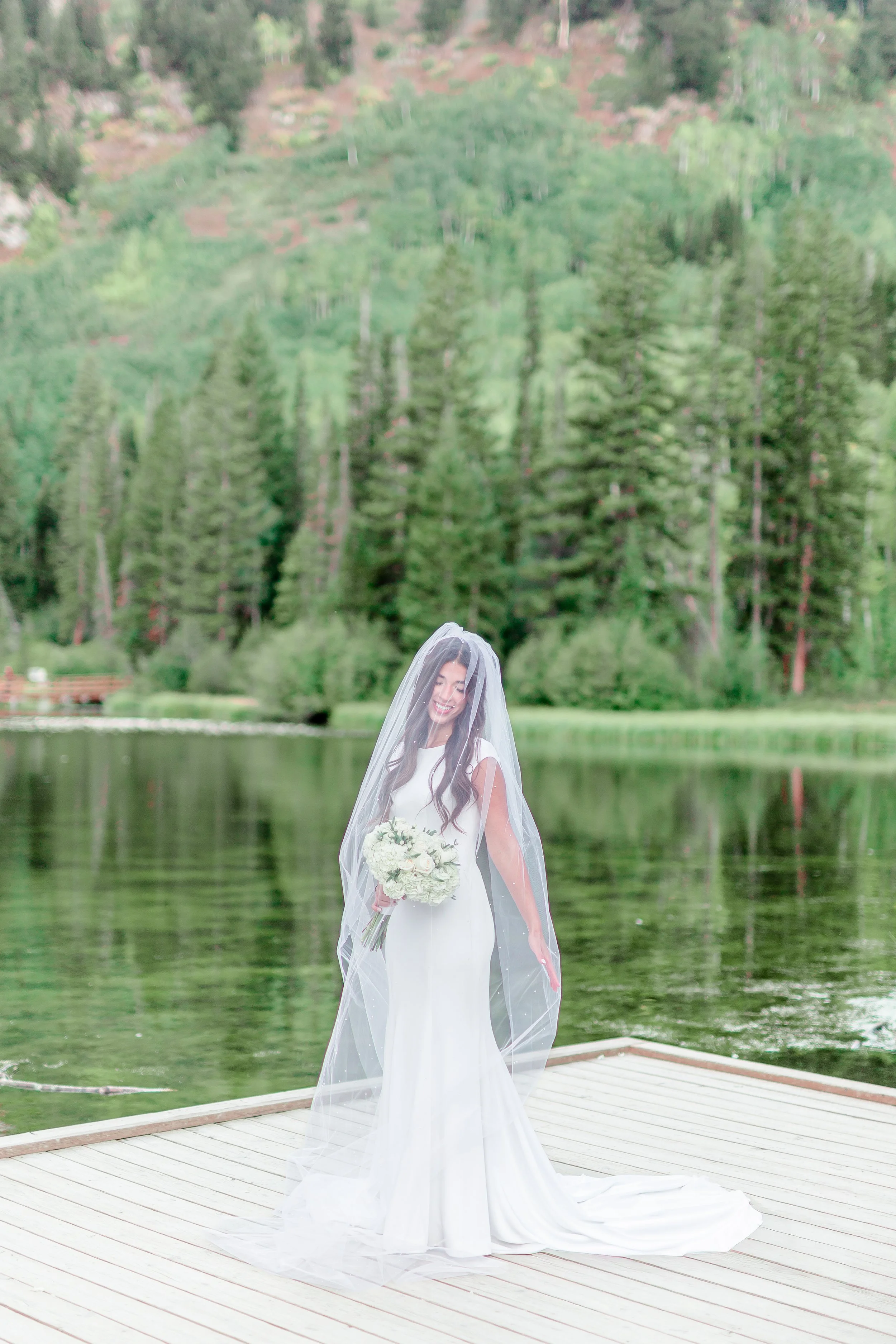 Bride portraits at Silver Lake, Big Cottonwood Canyon Utah