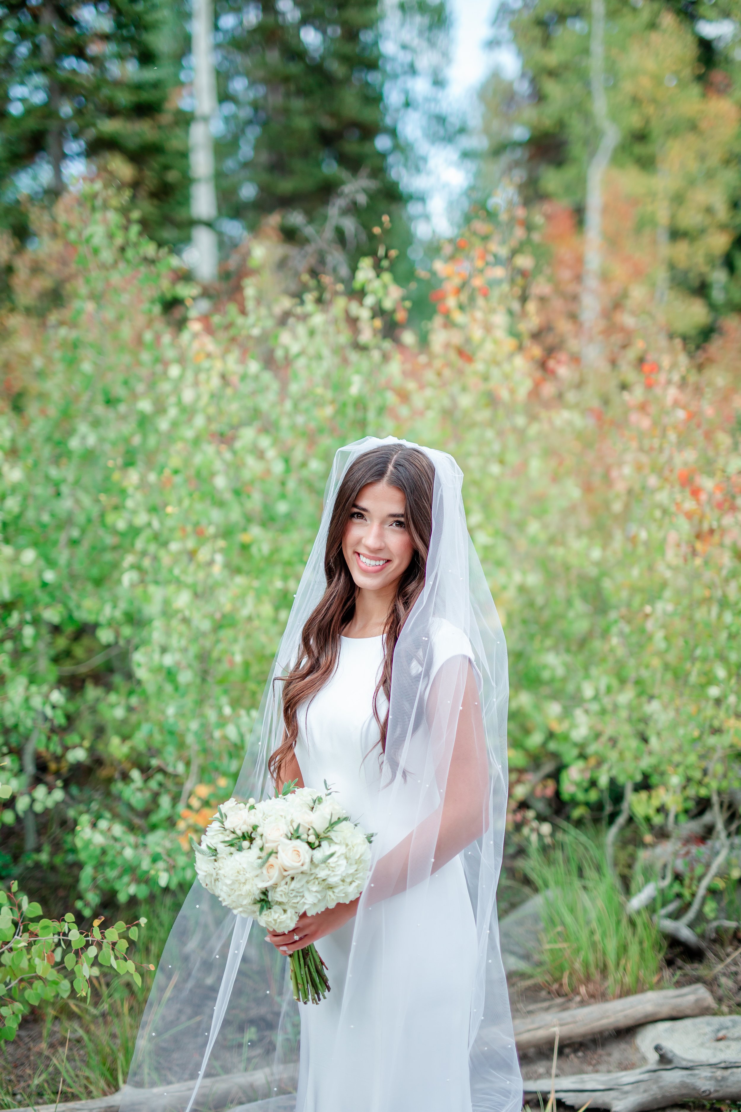 Bride portraits at Silver Lake, Big Cottonwood Canyon Utah