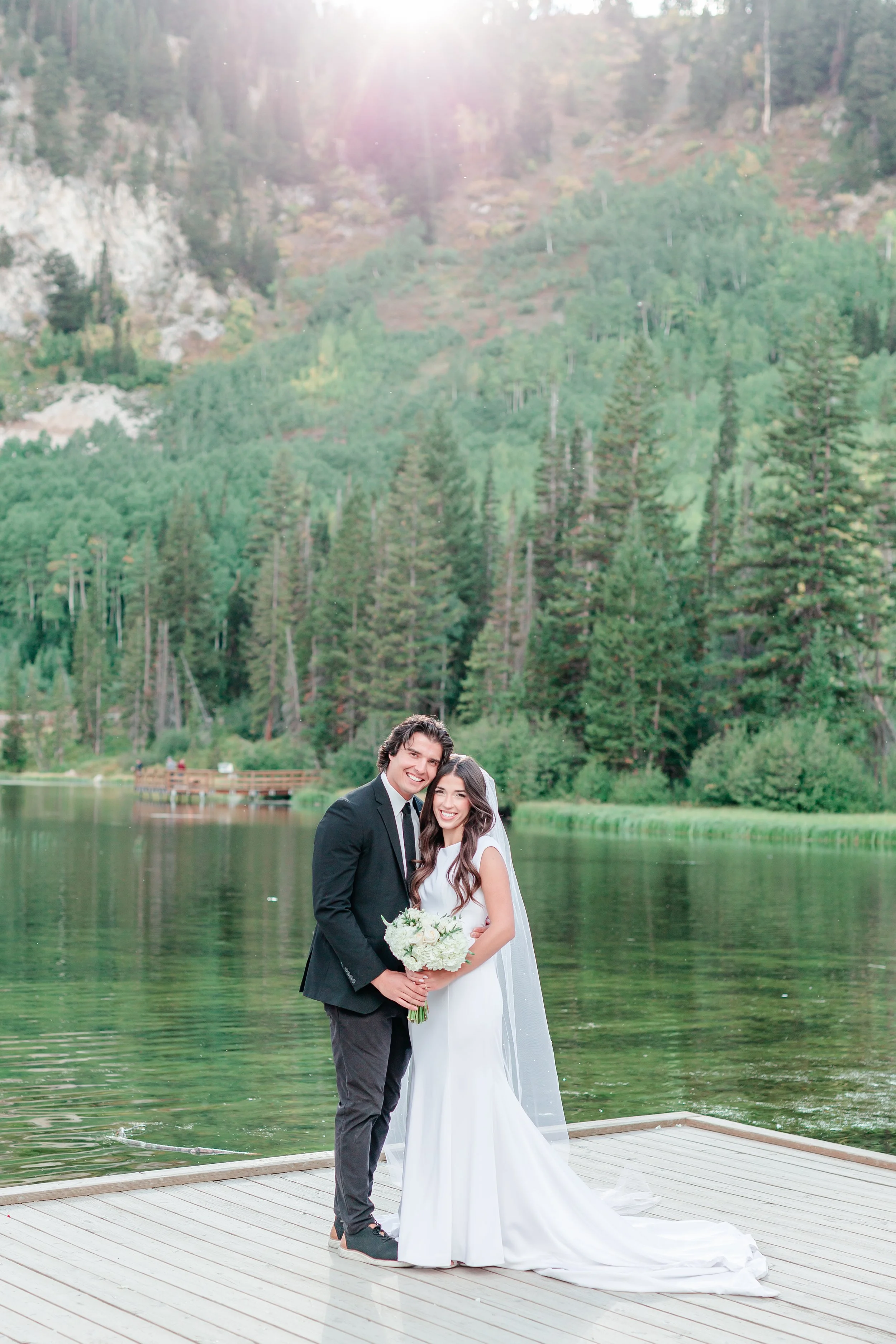Bride portraits at Silver Lake, Big Cottonwood Canyon Utah