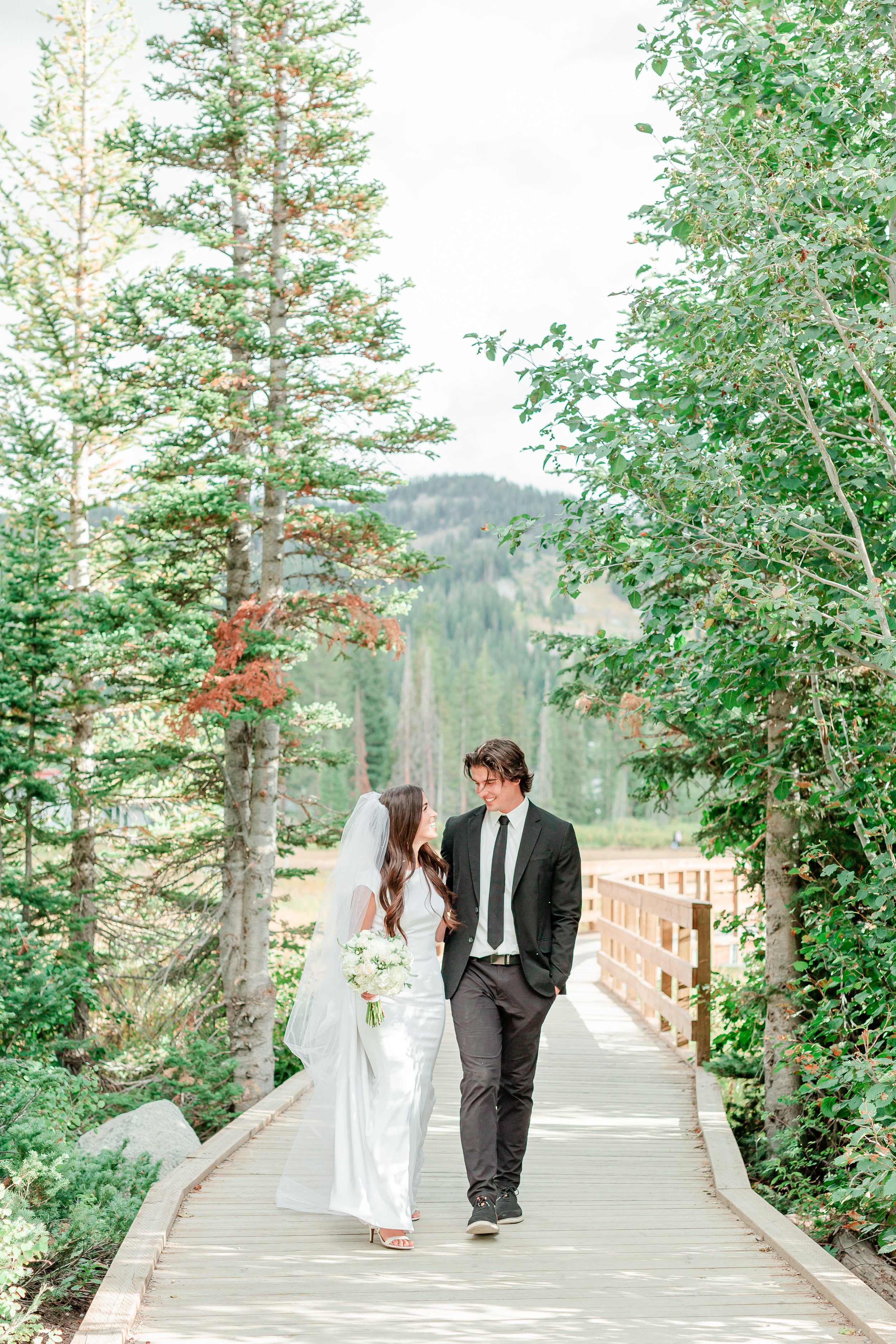 Bride portraits at Silver Lake, Big Cottonwood Canyon Utah