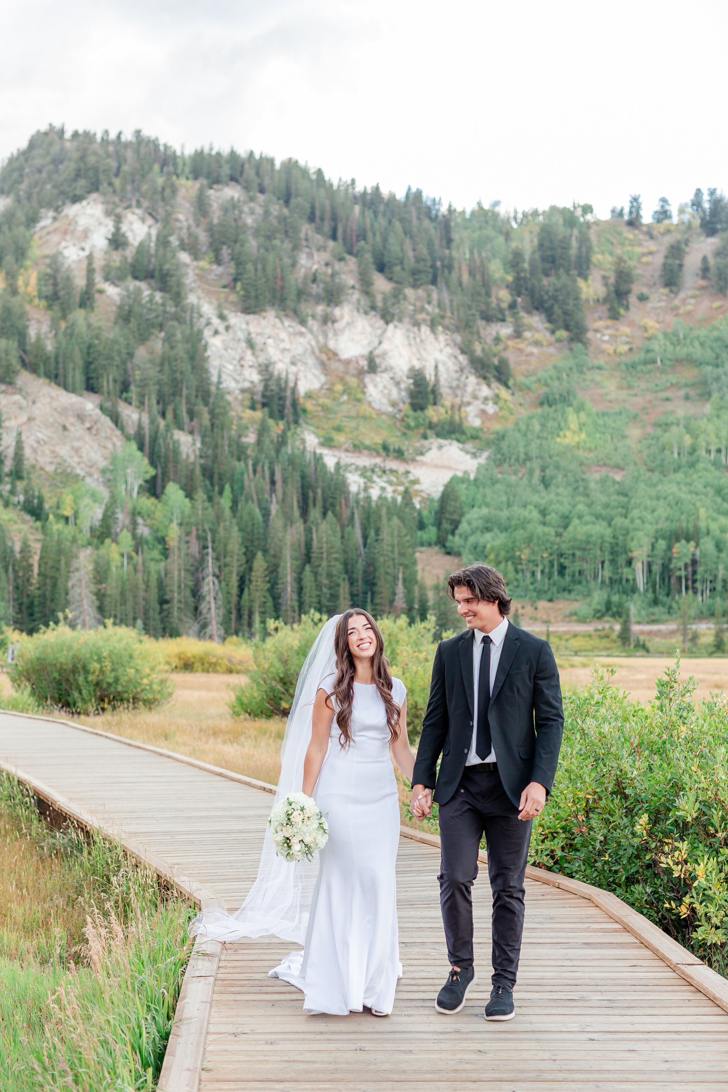 Bride portraits at Silver Lake, Big Cottonwood Canyon Utah
