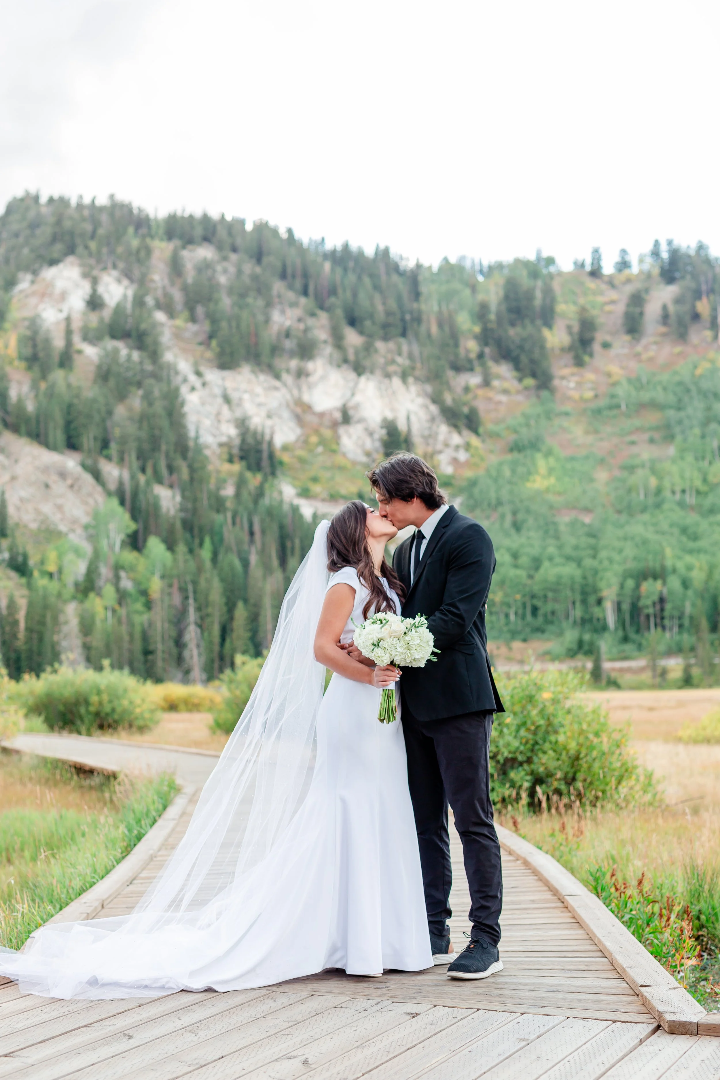 Bride portraits at Silver Lake, Big Cottonwood Canyon Utah