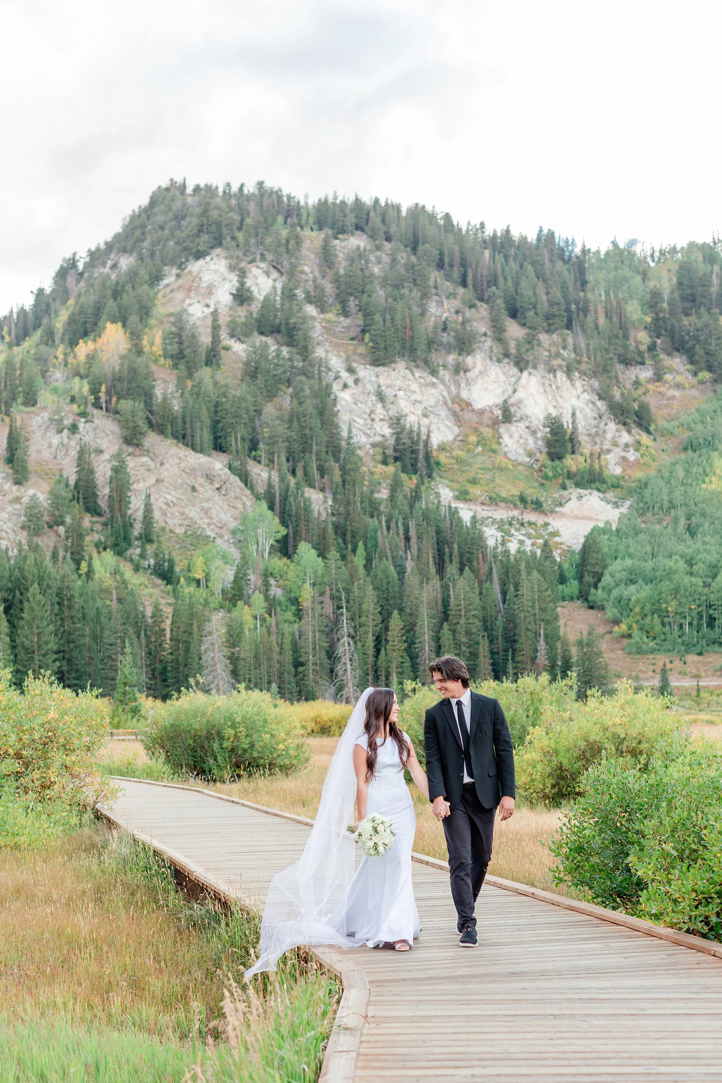 Bride portraits at Silver Lake, Big Cottonwood Canyon Utah