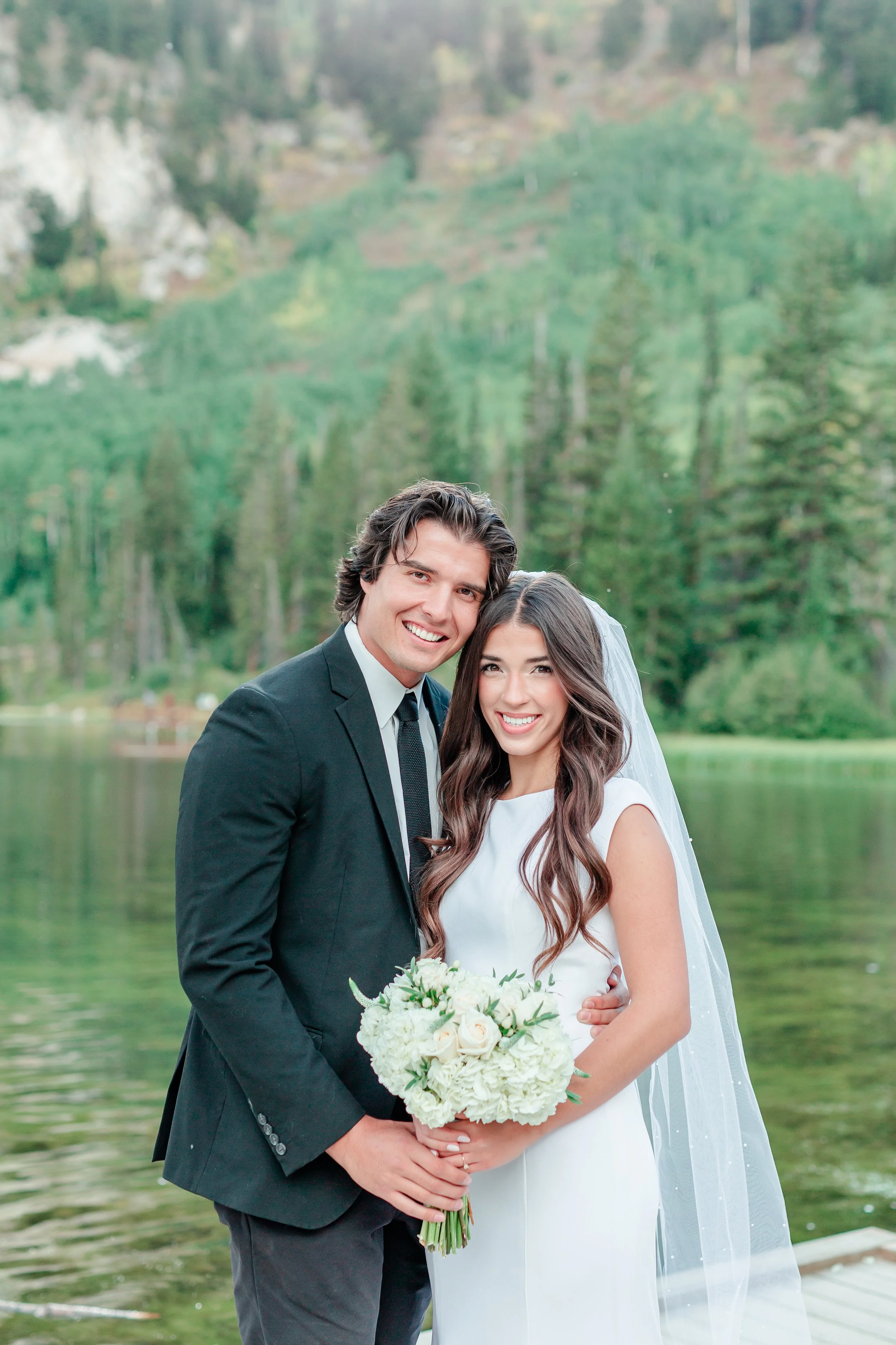 Bride portraits at Silver Lake, Big Cottonwood Canyon Utah
