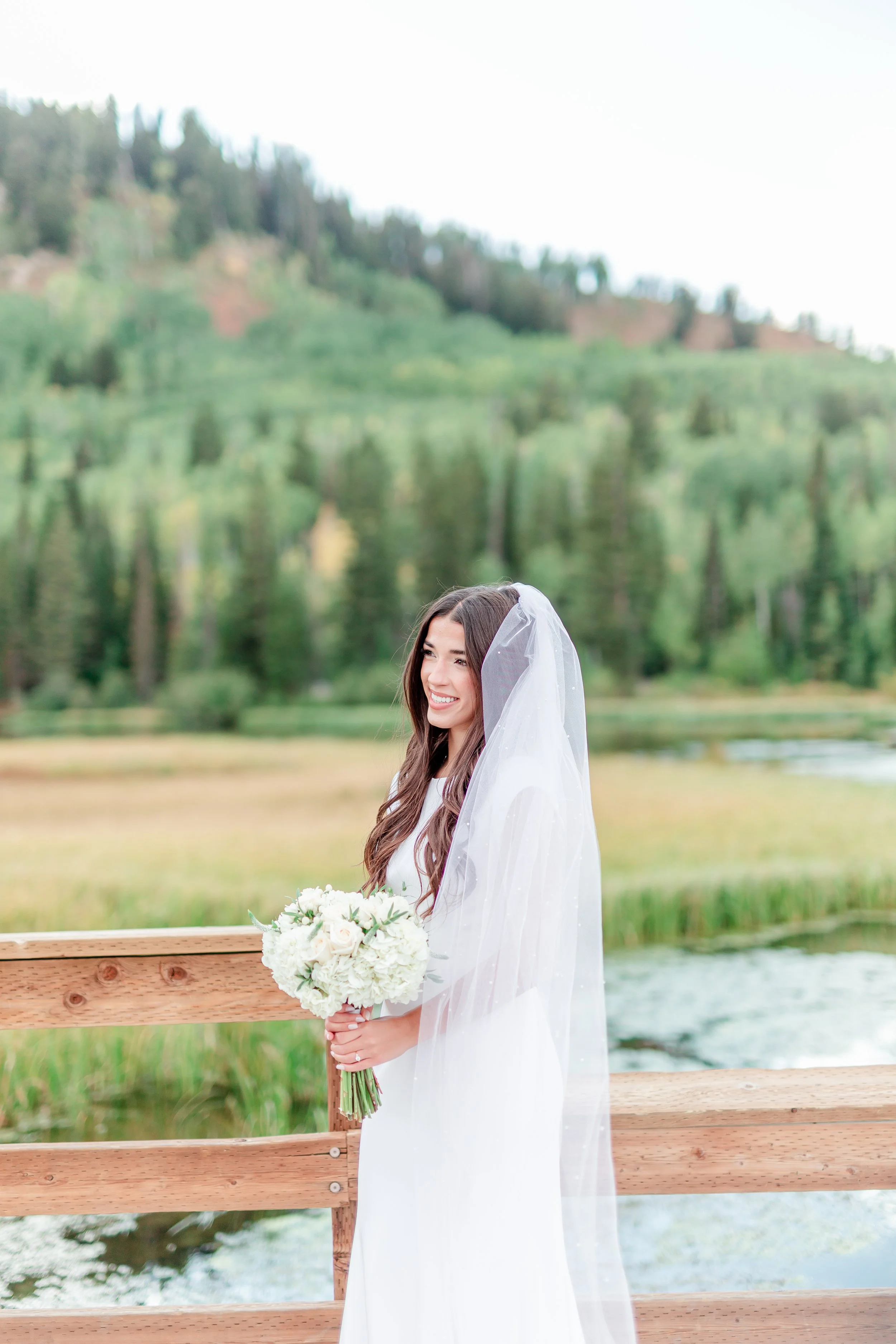 Bride portraits at Silver Lake, Big Cottonwood Canyon Utah
