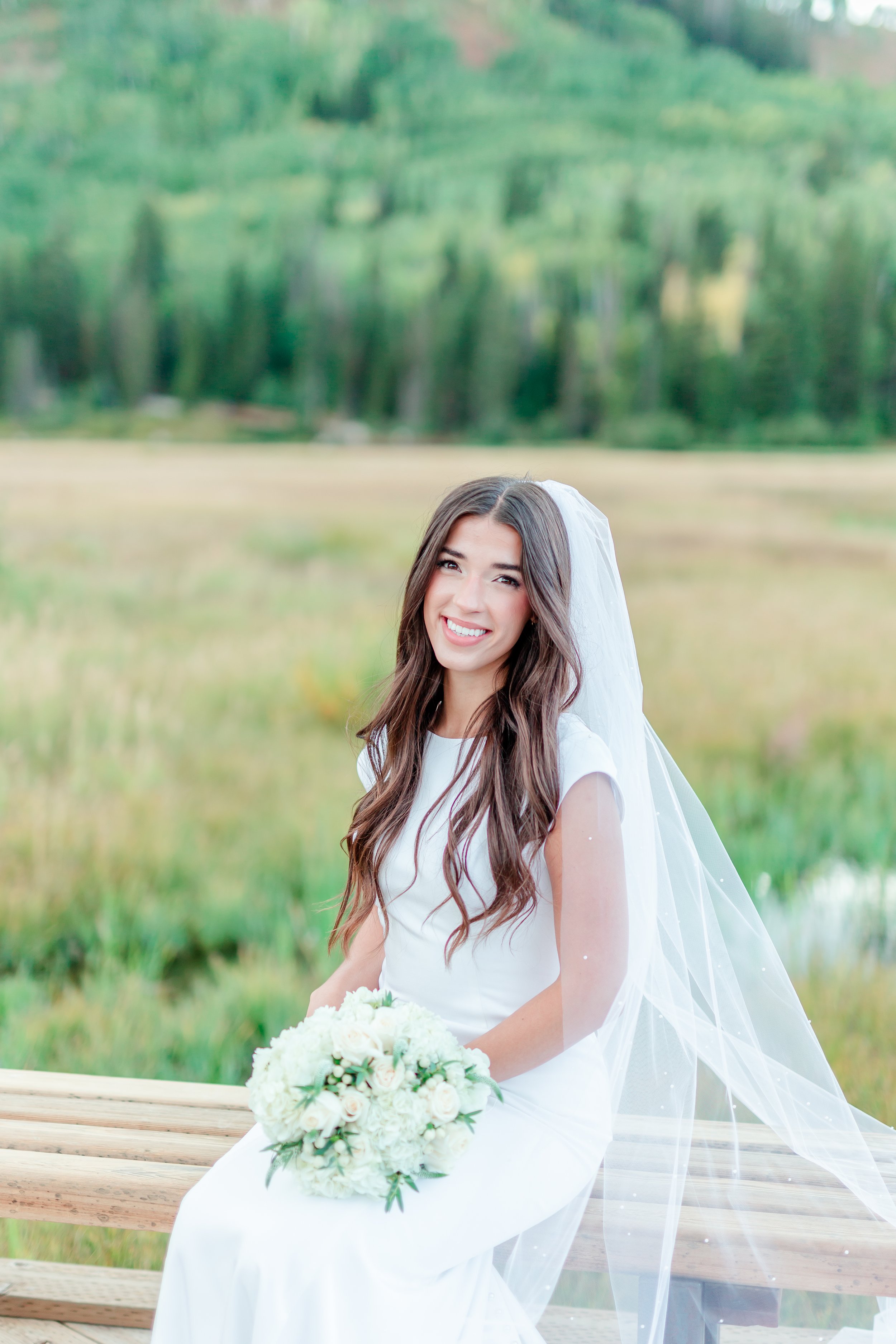 Bride portraits at Silver Lake, Big Cottonwood Canyon Utah