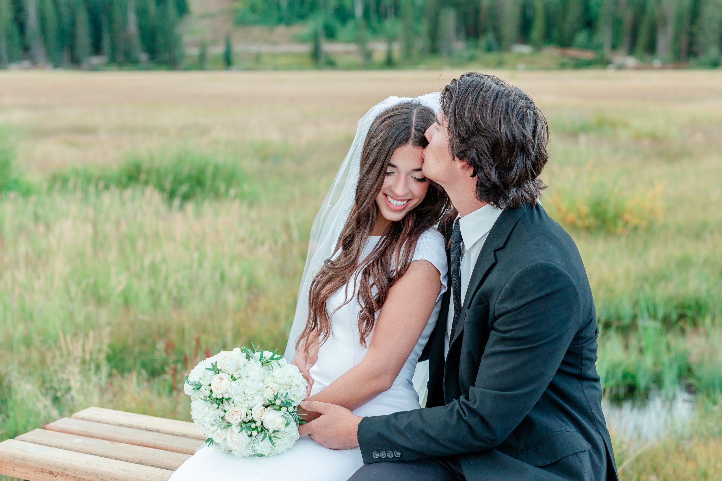 Bride portraits at Silver Lake, Big Cottonwood Canyon Utah