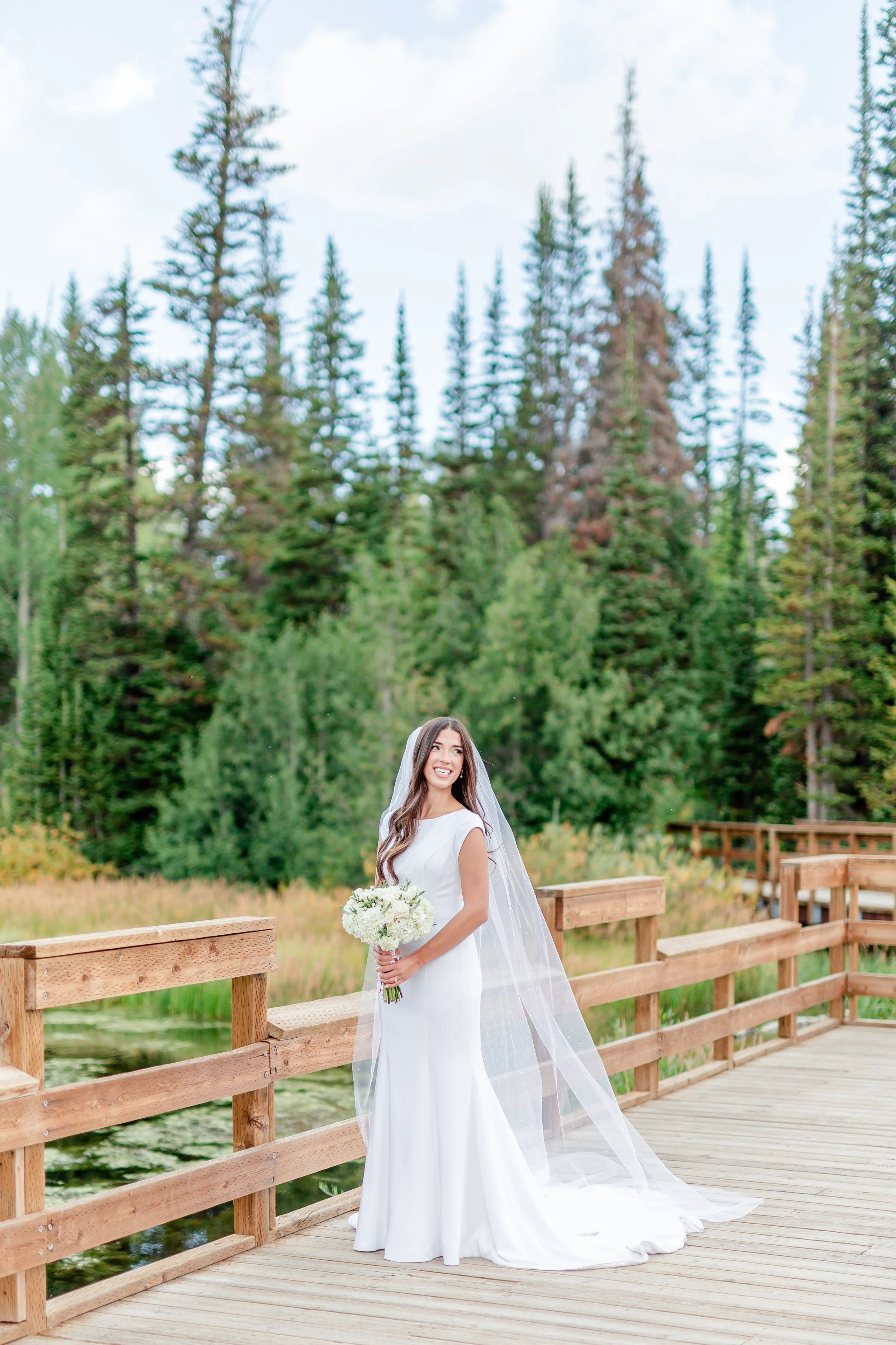Bride portraits at Silver Lake, Big Cottonwood Canyon Utah