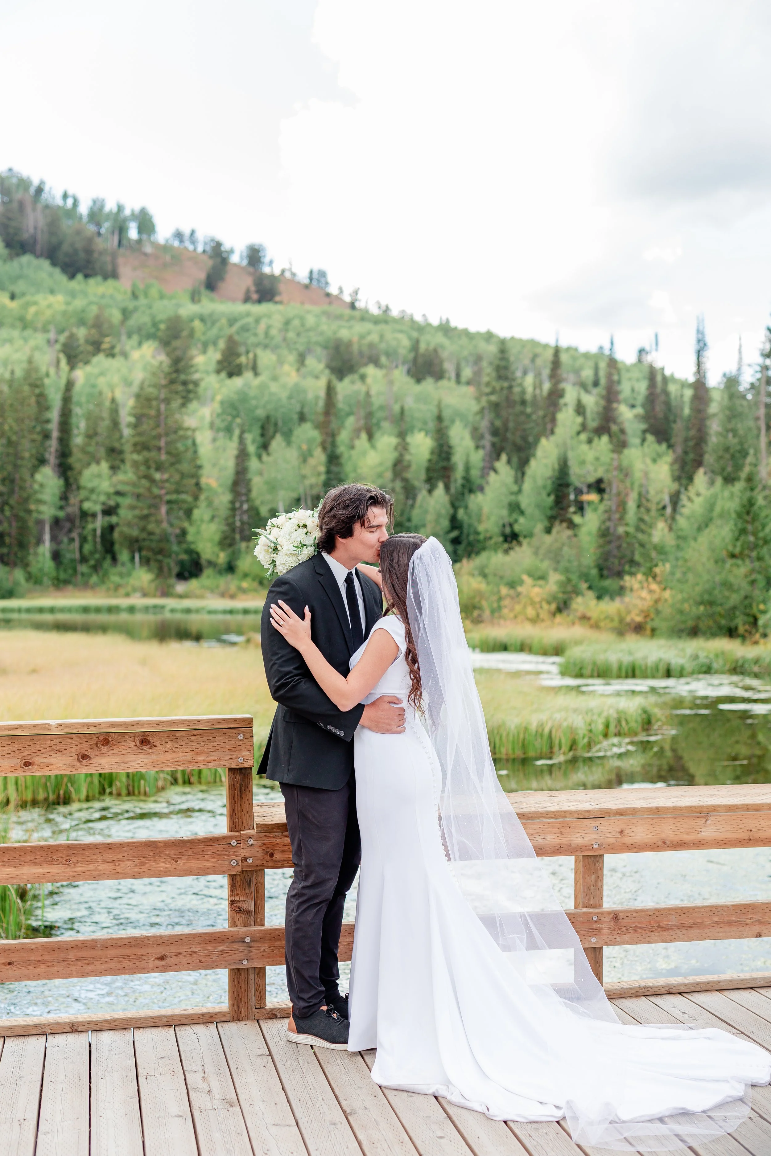 Bride portraits at Silver Lake, Big Cottonwood Canyon Utah