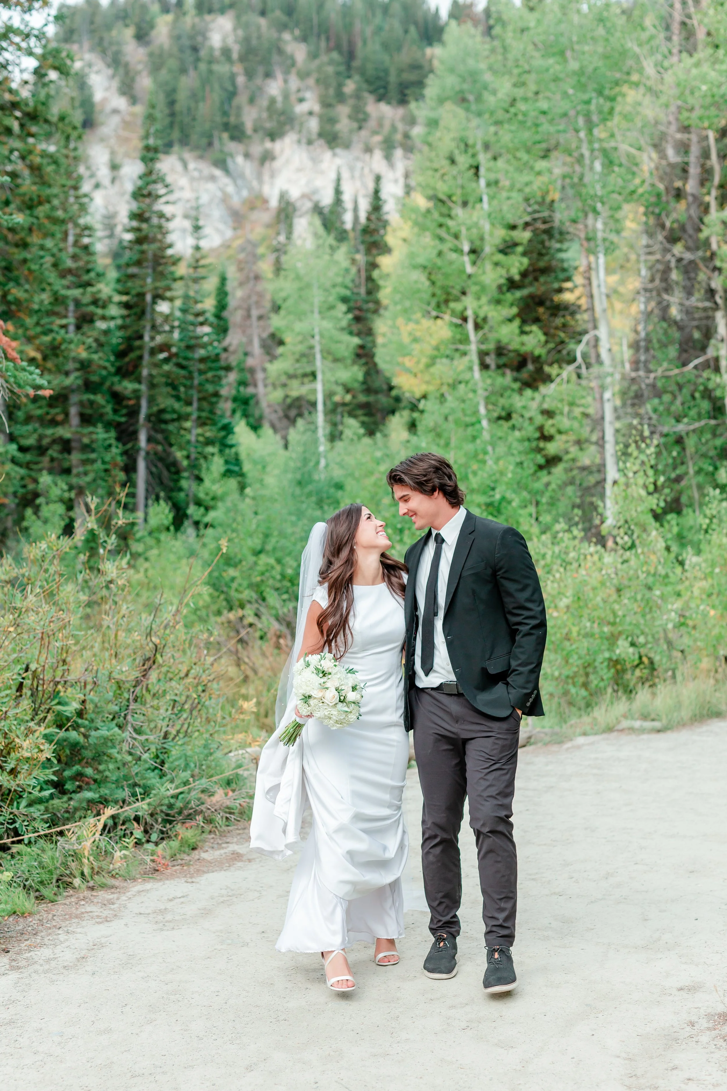 Bride portraits at Silver Lake, Big Cottonwood Canyon Utah
