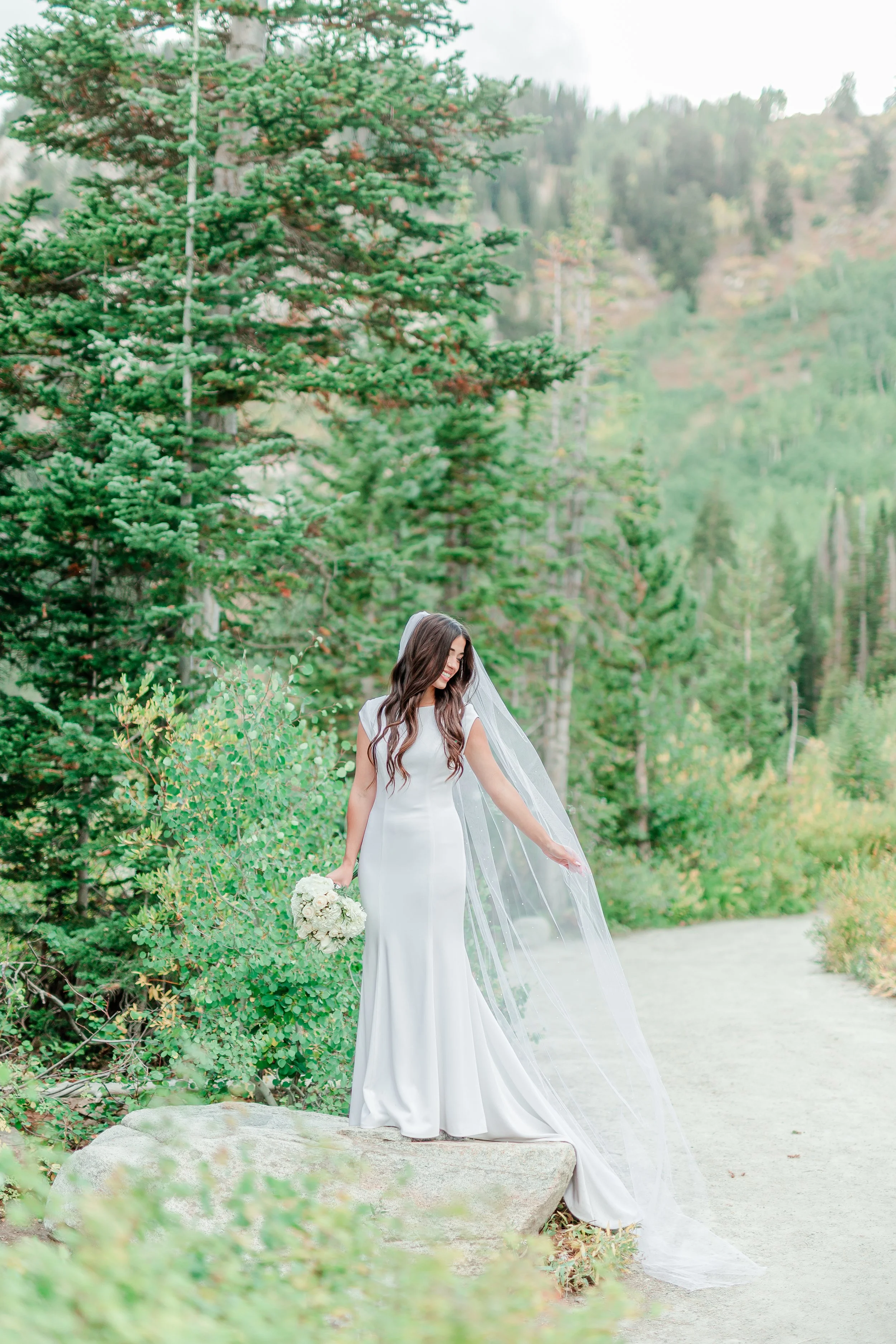 Bride portraits at Silver Lake, Big Cottonwood Canyon Utah