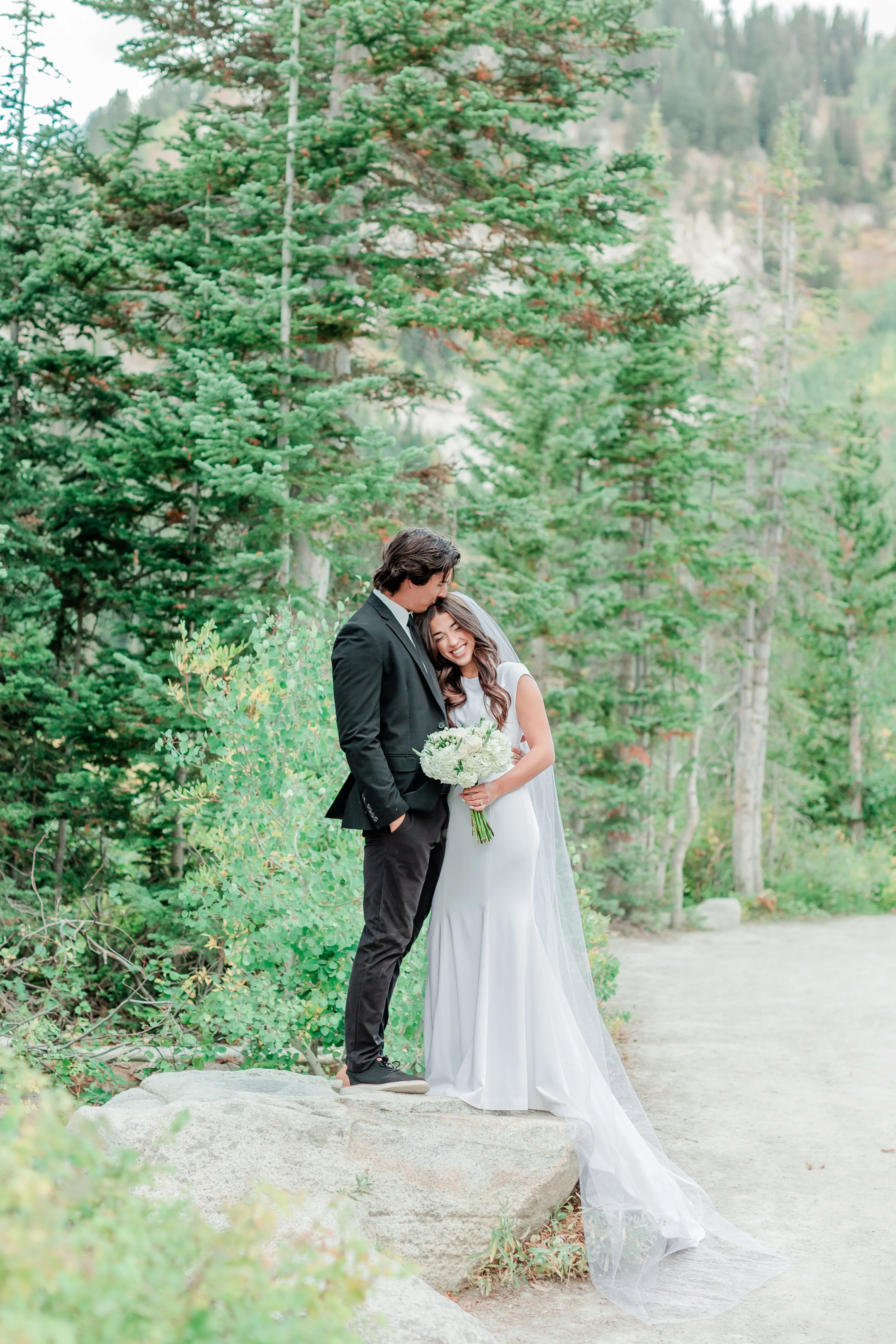 Bride portraits at Silver Lake, Big Cottonwood Canyon Utah