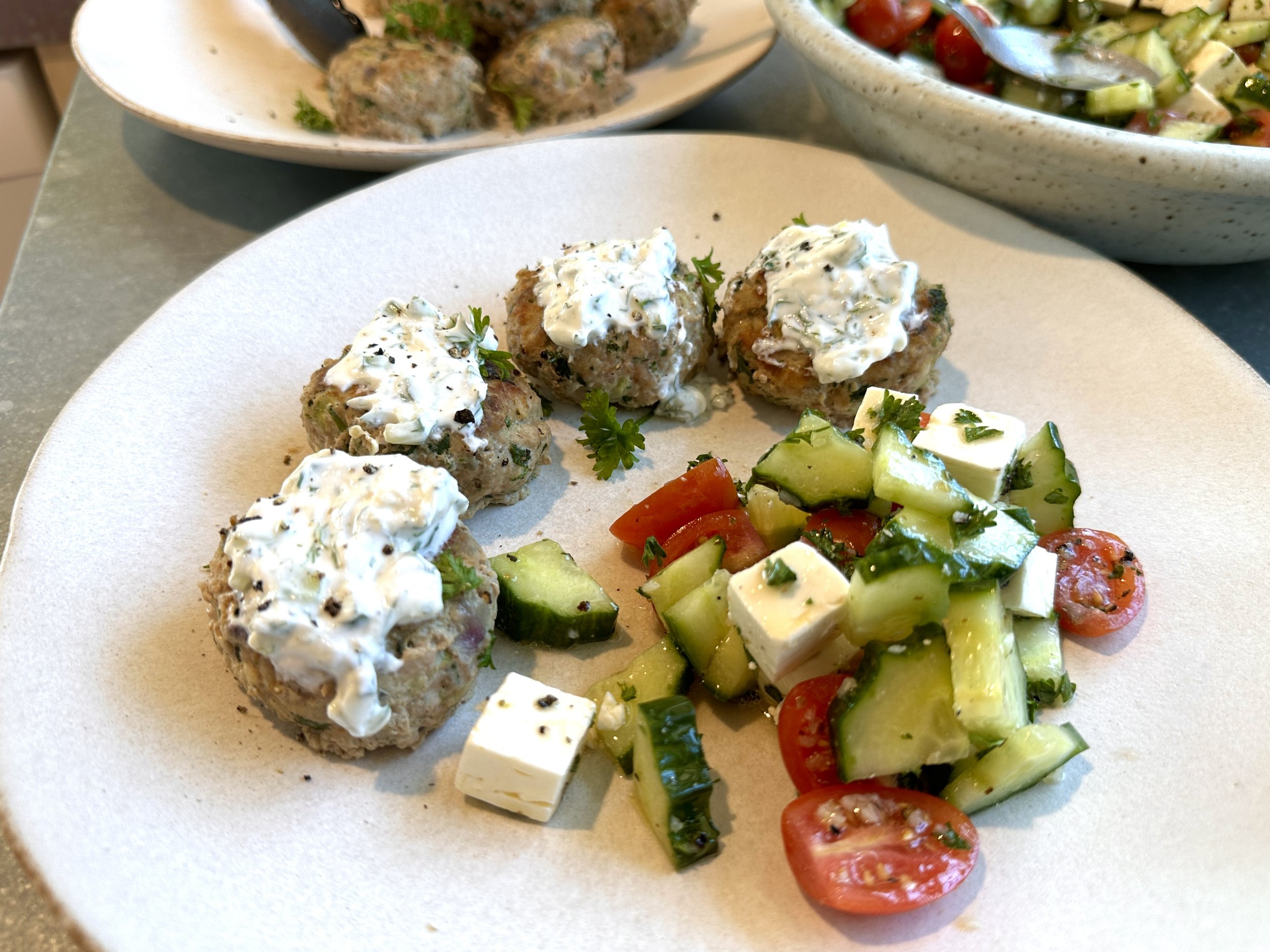 Turkey meatballs with Tzatziki sauce 