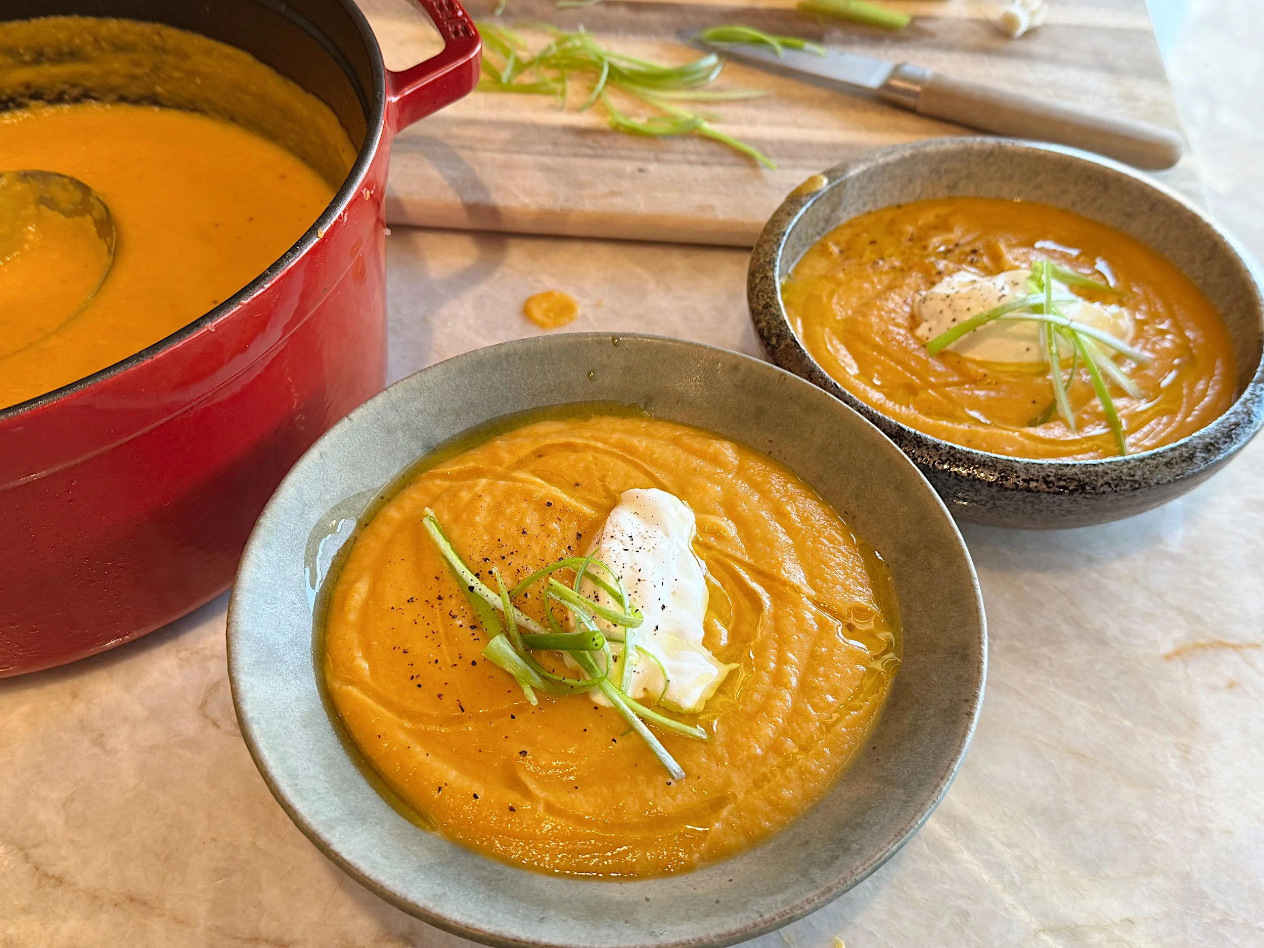 Roasted Miso Sweet Potato &amp; Carrot Soup