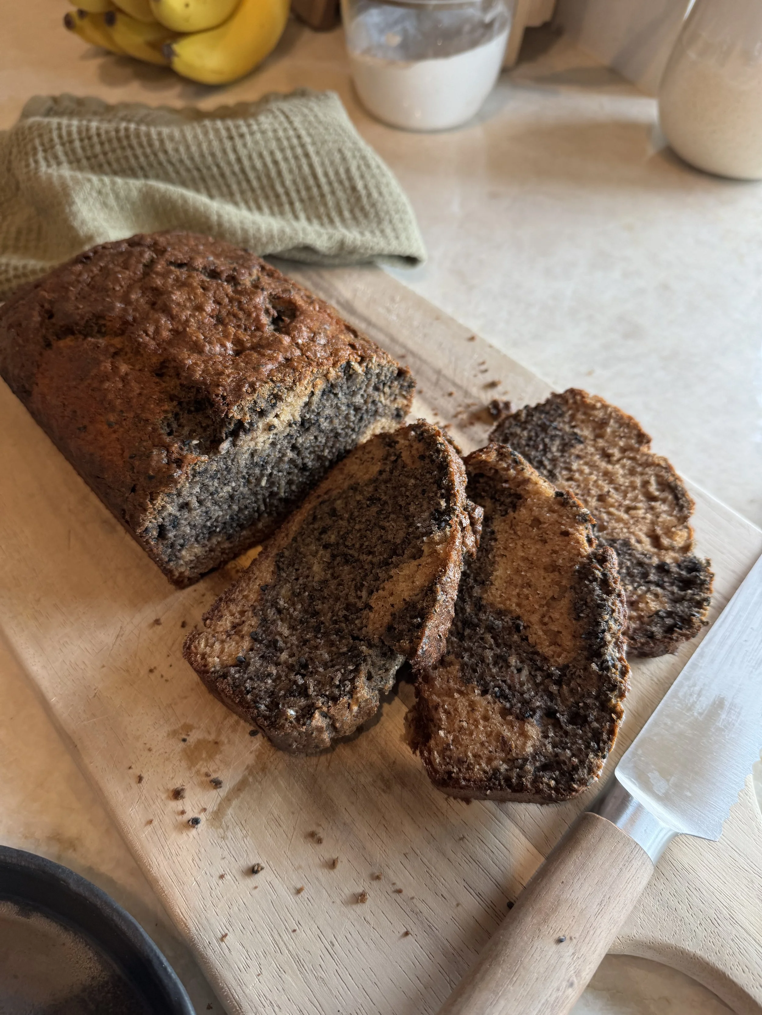 MARBLED BLACK SESAME BANANA BREAD