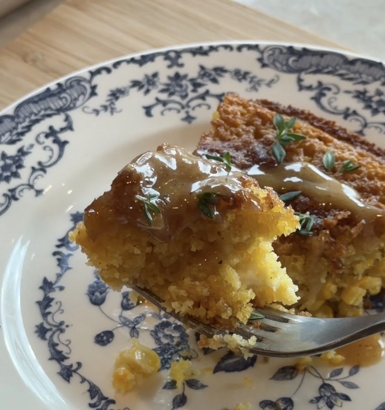FRESH CORNBREAD CAKE W MISO BUTTER GLAZE