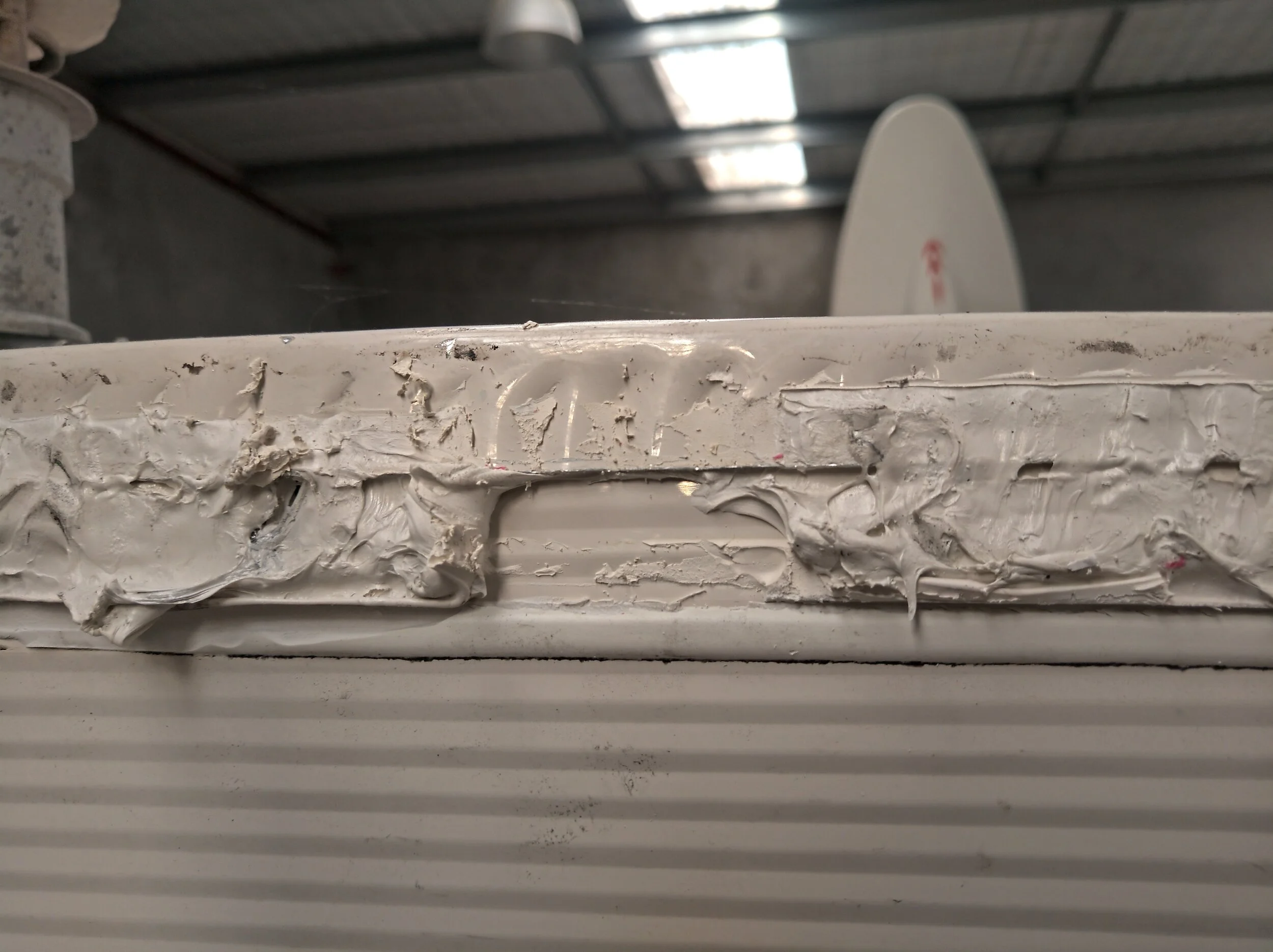 Failing sealant, the leading cause of water ingression issues in older caravans.