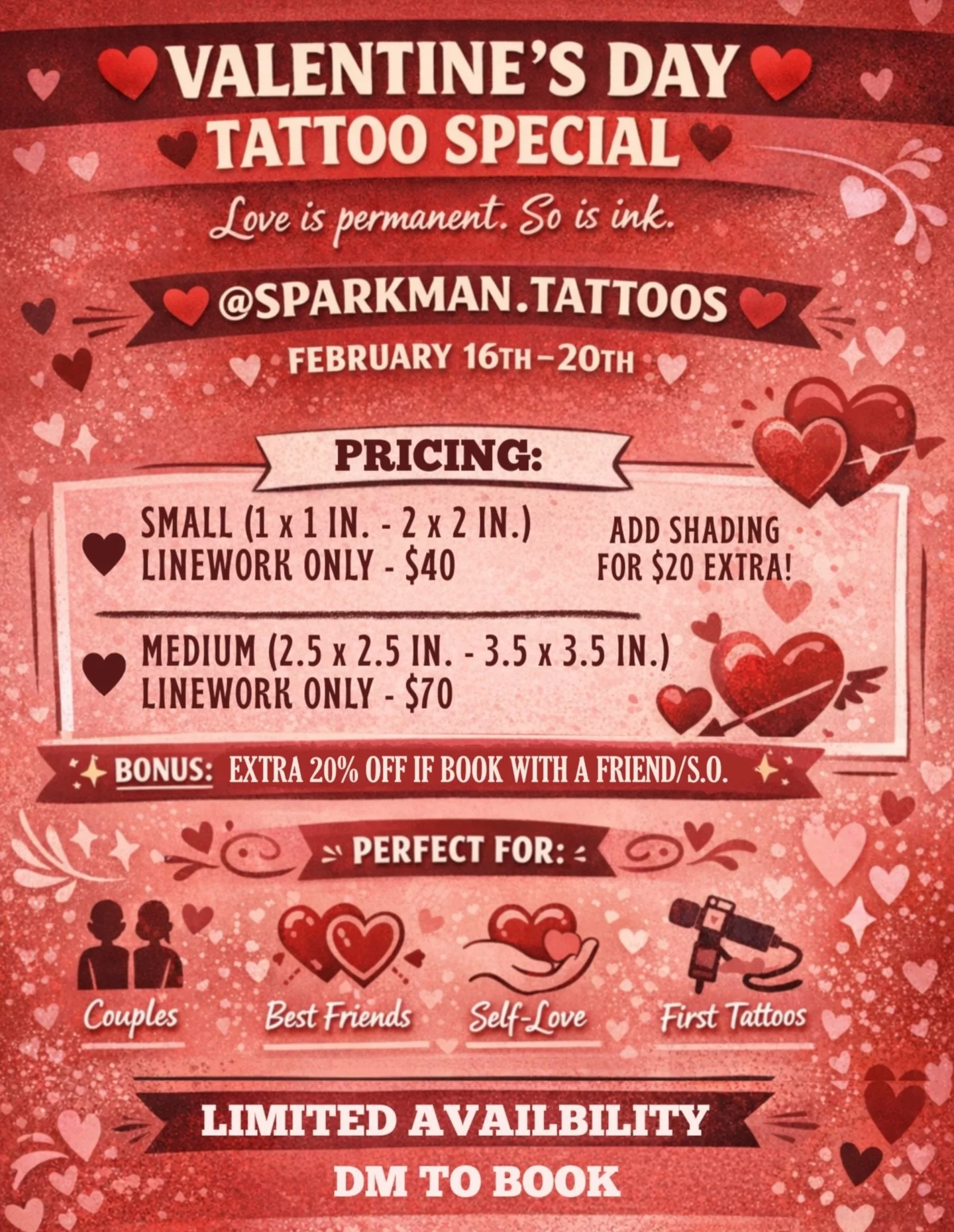 HOW TO BOOK: 
1. ���Send me the reference pictures, placement and desired size for the tattoo.
2. ���If you are booking with a group, please send all of the tattoos together.
3. ���Let me know which day and time you are able to get the tattoo.
4. ���