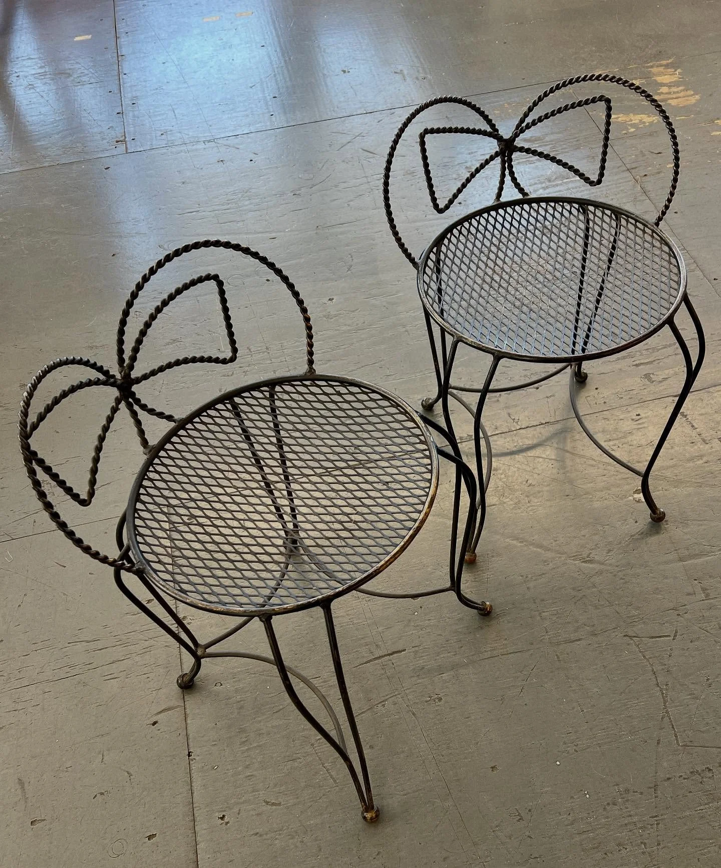 These two charming wrought iron chairs are for sale. $400 for the pair. They&rsquo;ve accompanied me trough all the Lola Hats locations: the little store on Saint Marks Place, the store on 17th street, the top floor studio on 8th Avenue in the garmen
