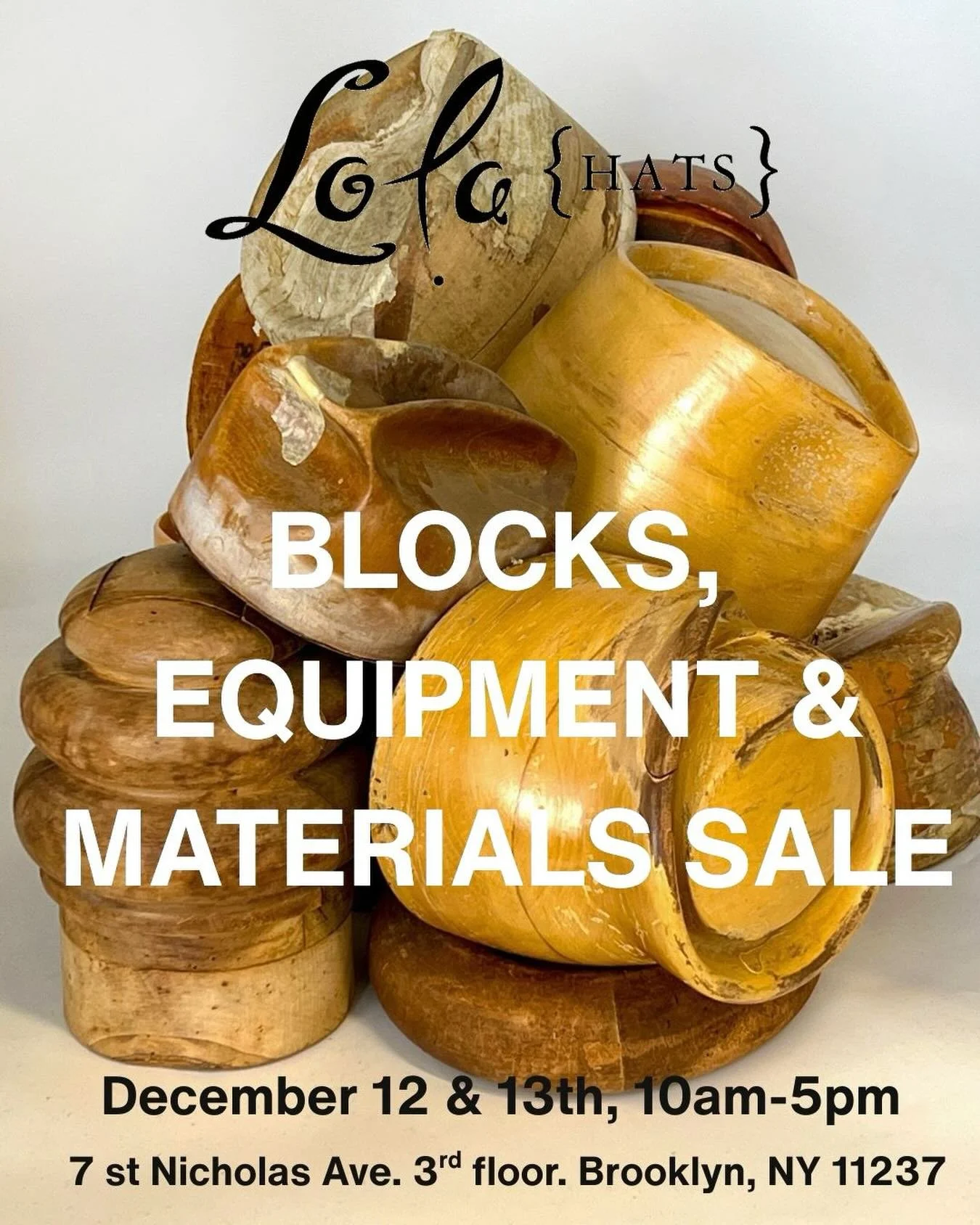 We&rsquo;re selling all our stuff! The blocks, of course, but also felt and straw bodies, braid, vintage French silk flowers, leather, sewing machines, cutting tables, floor and hanging hat stands, threads, scissors, mirrors, mid-century furniture fr