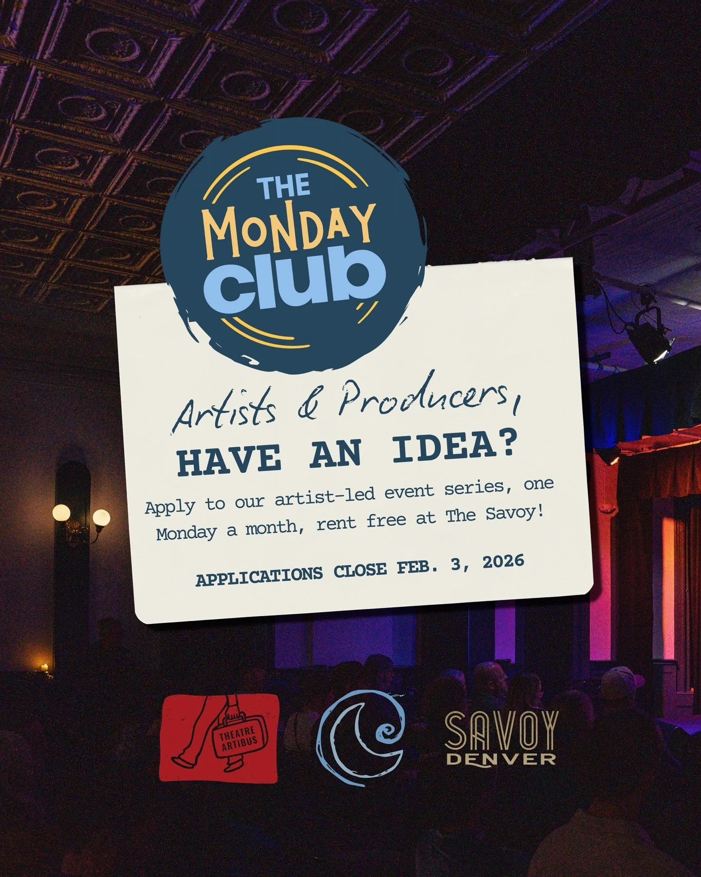 ✨ Introducing The Monday Club ✨

An artist-led series giving creatives space to experiment, perform, and share one Monday a month, rent free at The Savoy.

Have an idea you&rsquo;ve been sitting on? 
This is your sign.

Share with your friends!
APPLY