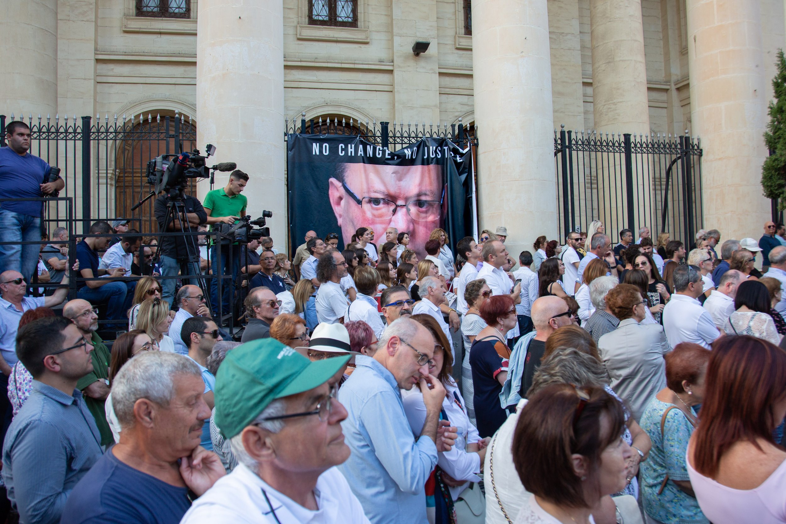 12 - 22 Oct 17 -National Protest Valletta - Police Commissioner Banner with Courts Gate.jpg