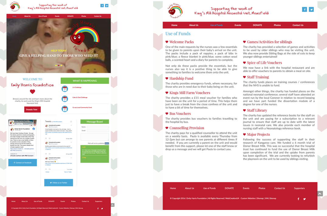 Home Page and Use of Funds Page before