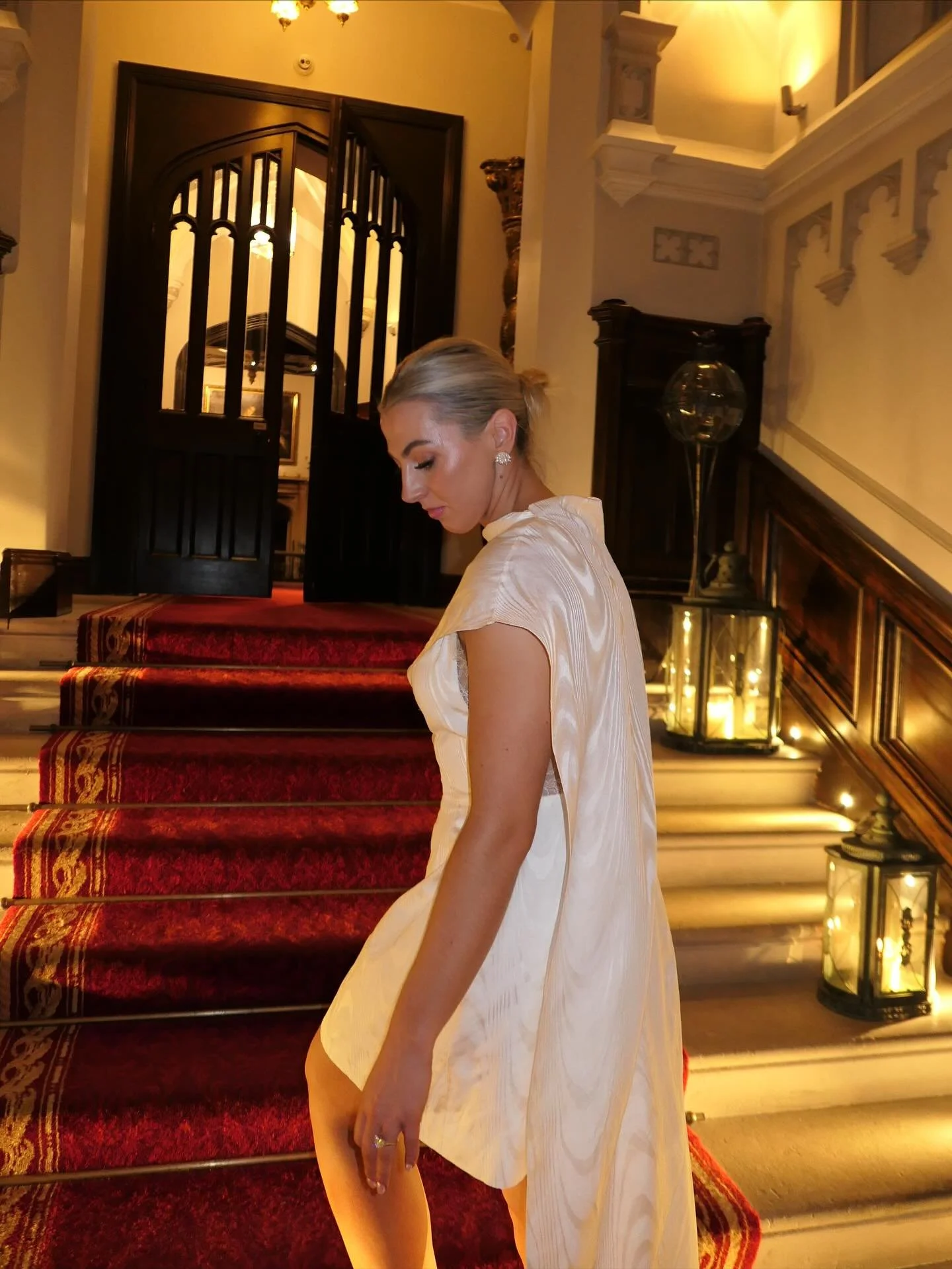 Working with Lauren on her bespoke night-before look was such a joy!

A sculpted ivory moir&eacute; mini &mdash; the perfect balance of structure and softness. The asymmetric drape and subtle sheen catch the light with every step, creating an effortl