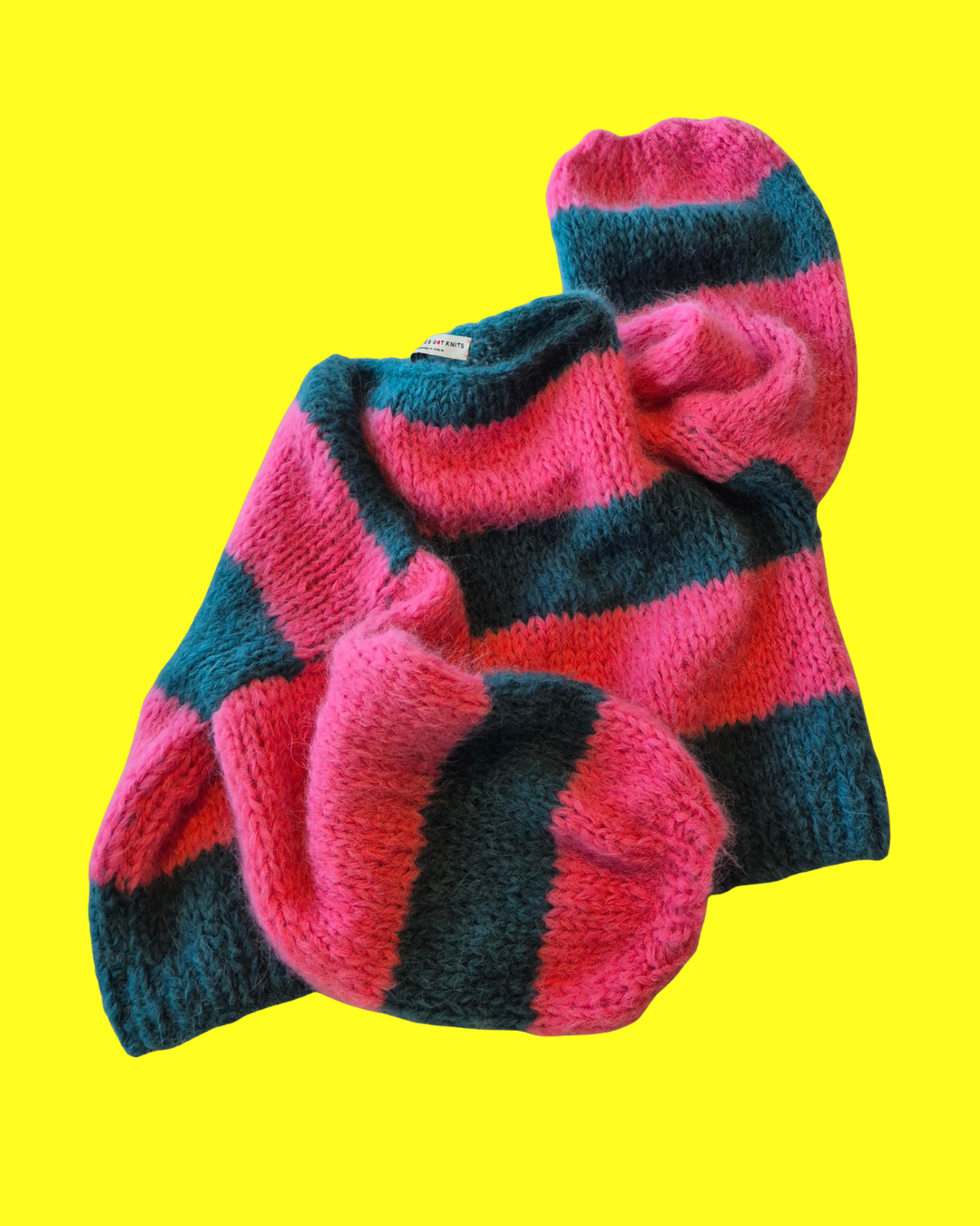 RTW Teal + Pink Chunky Stripe Cropped Jumper