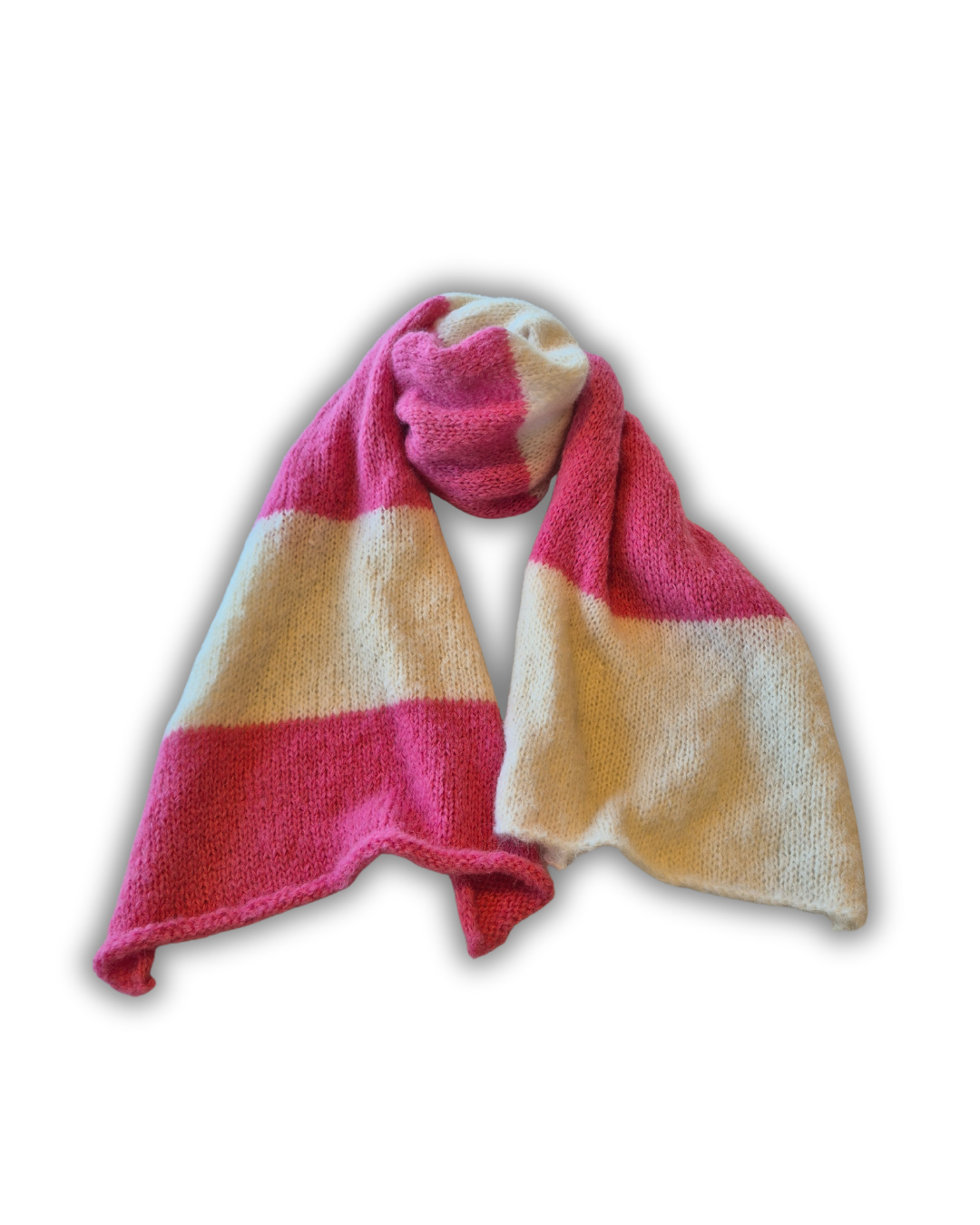 RTW Scarf - 'Fan' - Pink and Off White
