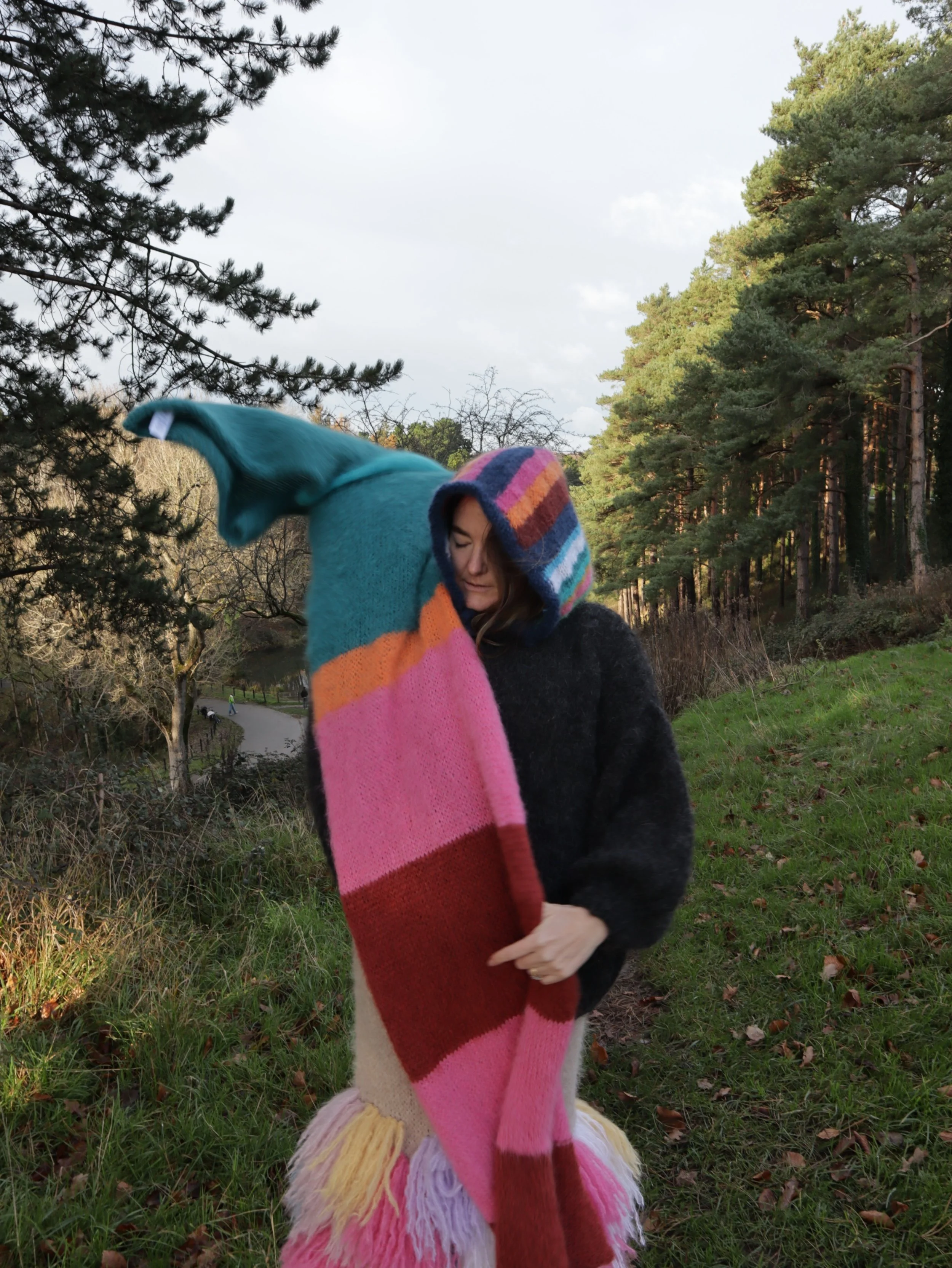 RTW Scarf - Rust + Pink Stripe, Teal + Orange/Turquoise Pop