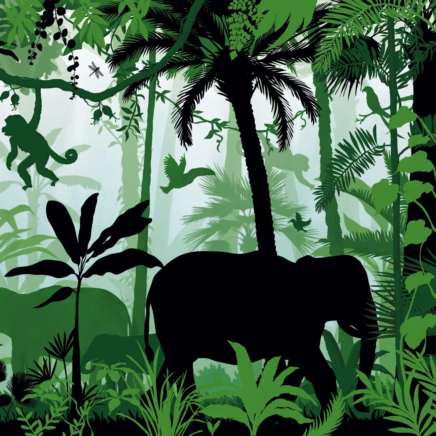Revisited an old illustration, loosely based on The Jungle Book. Originally created for St George's Hospital, I updated this one with colour and texture to match my other Jungle Book print, which is one of my favourites!
Here's the right hand side o