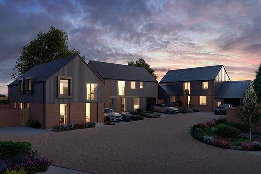 We are looking forward to seeing the progress of this modern housing development in rural Derbyshire following the commencement of works on site. The development consists of a variety of house types which are inspired by agricultural forms and materi